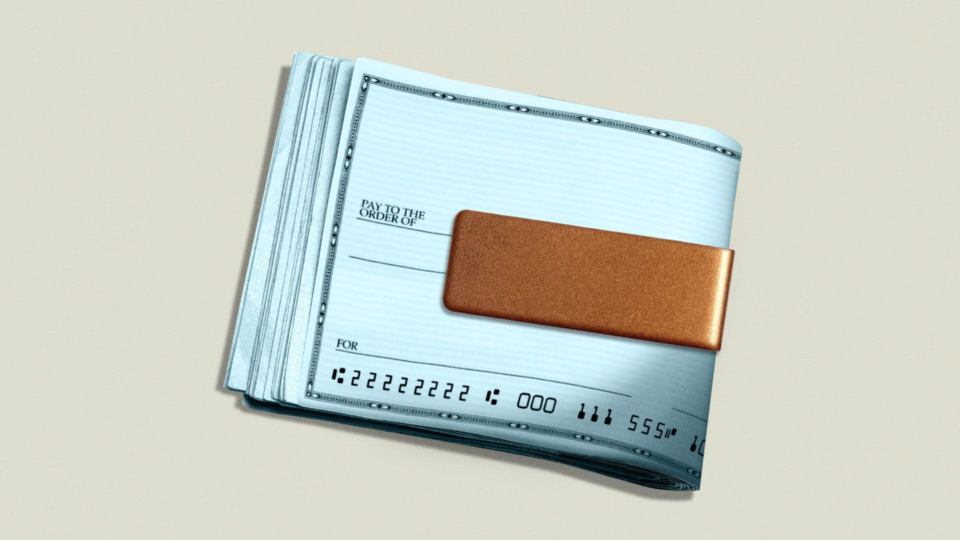 Illustration of a money clip full of checks
