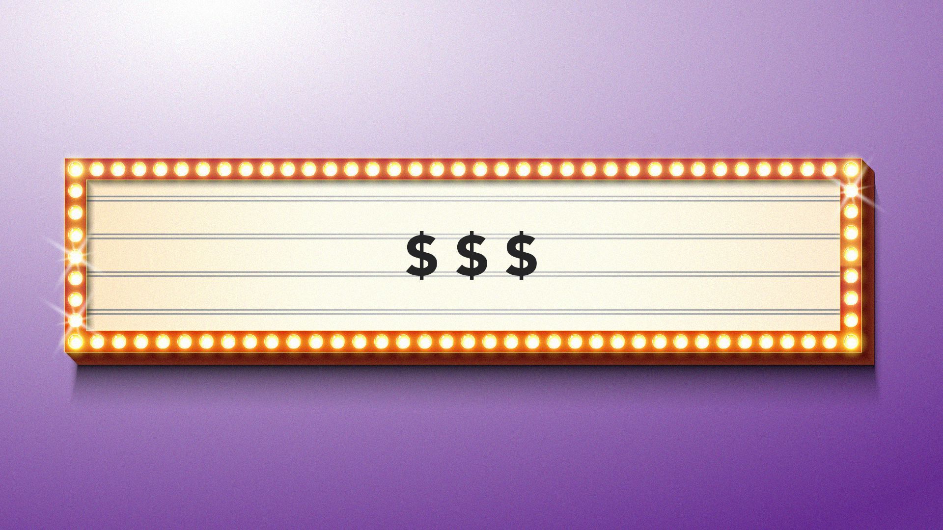 Illustration of a theater marquee with dollar signs.