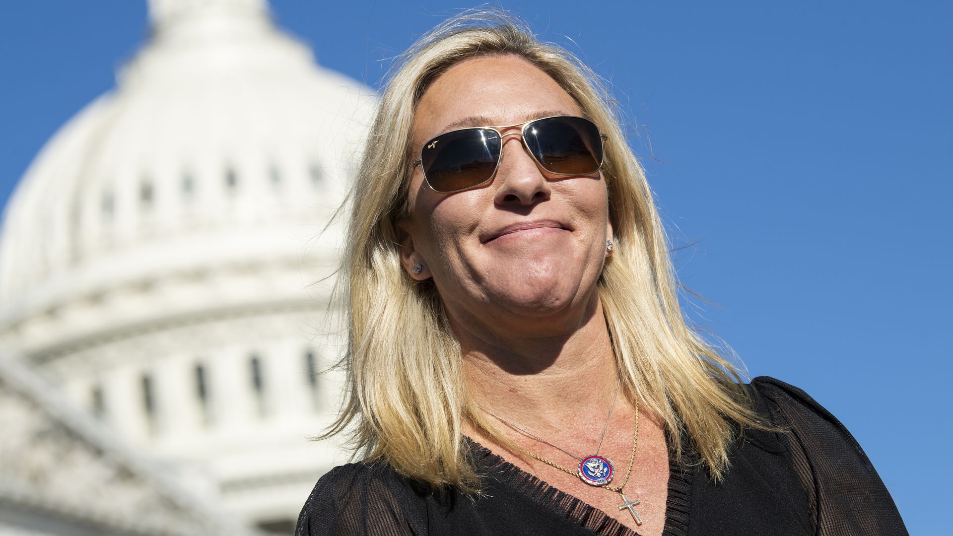  Rep. Marjorie Taylor Greene conducts a news conference with members of the House Freedom Caucus outside the Capitol to oppose the Equality Act.