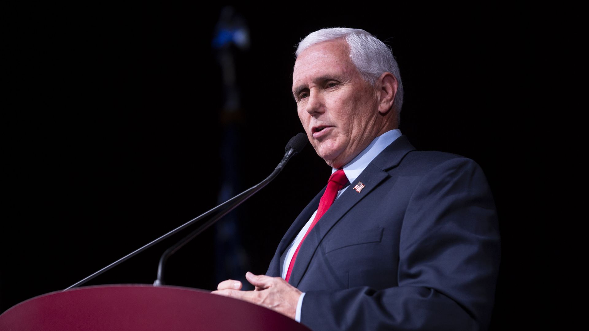 ormer Vice President Mike Pence speaks at Stanford University's Dinkelspiel Auditorium, Thursday, Feb. 17, 2022, in Stanford, Calif