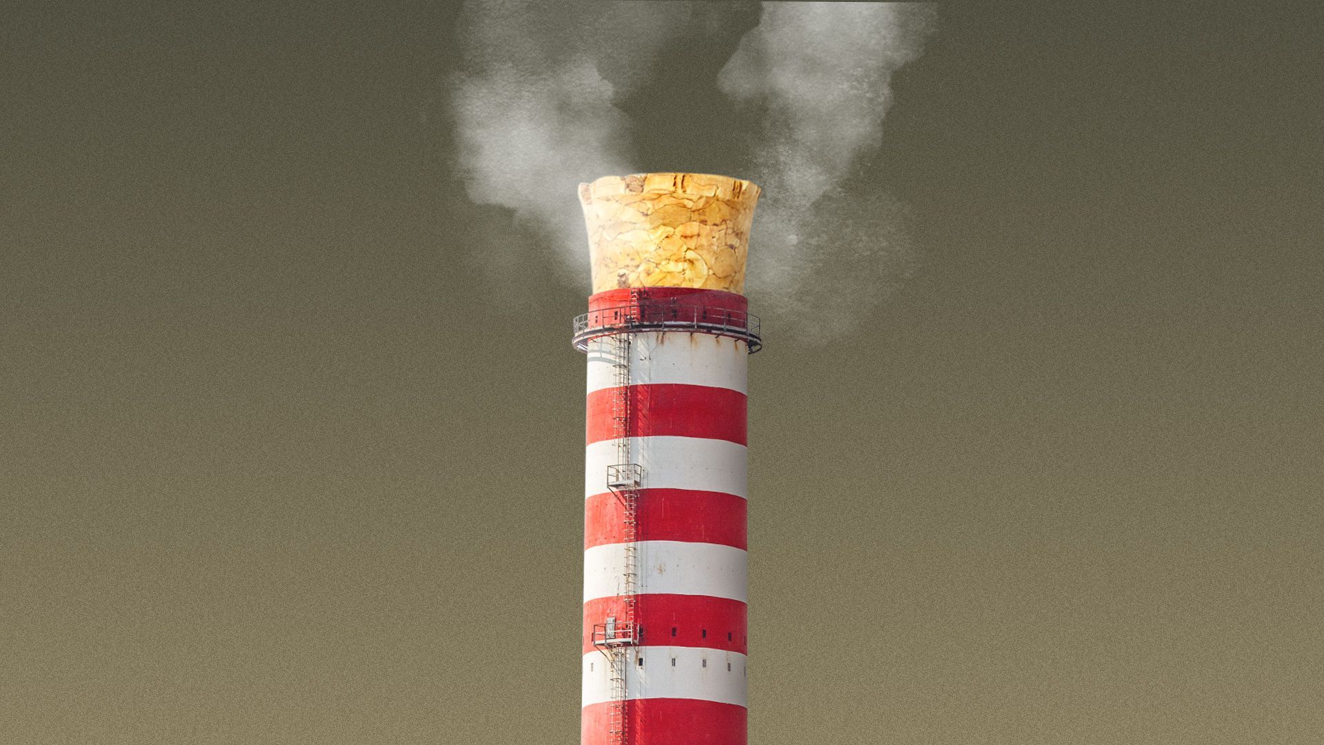 Illustration of a smoke stack with a cork in it.