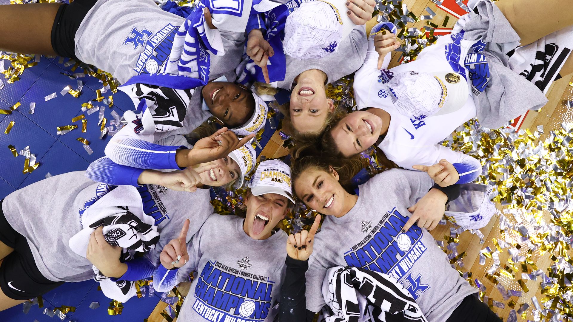 Kentucky women's volleyball team celebrating