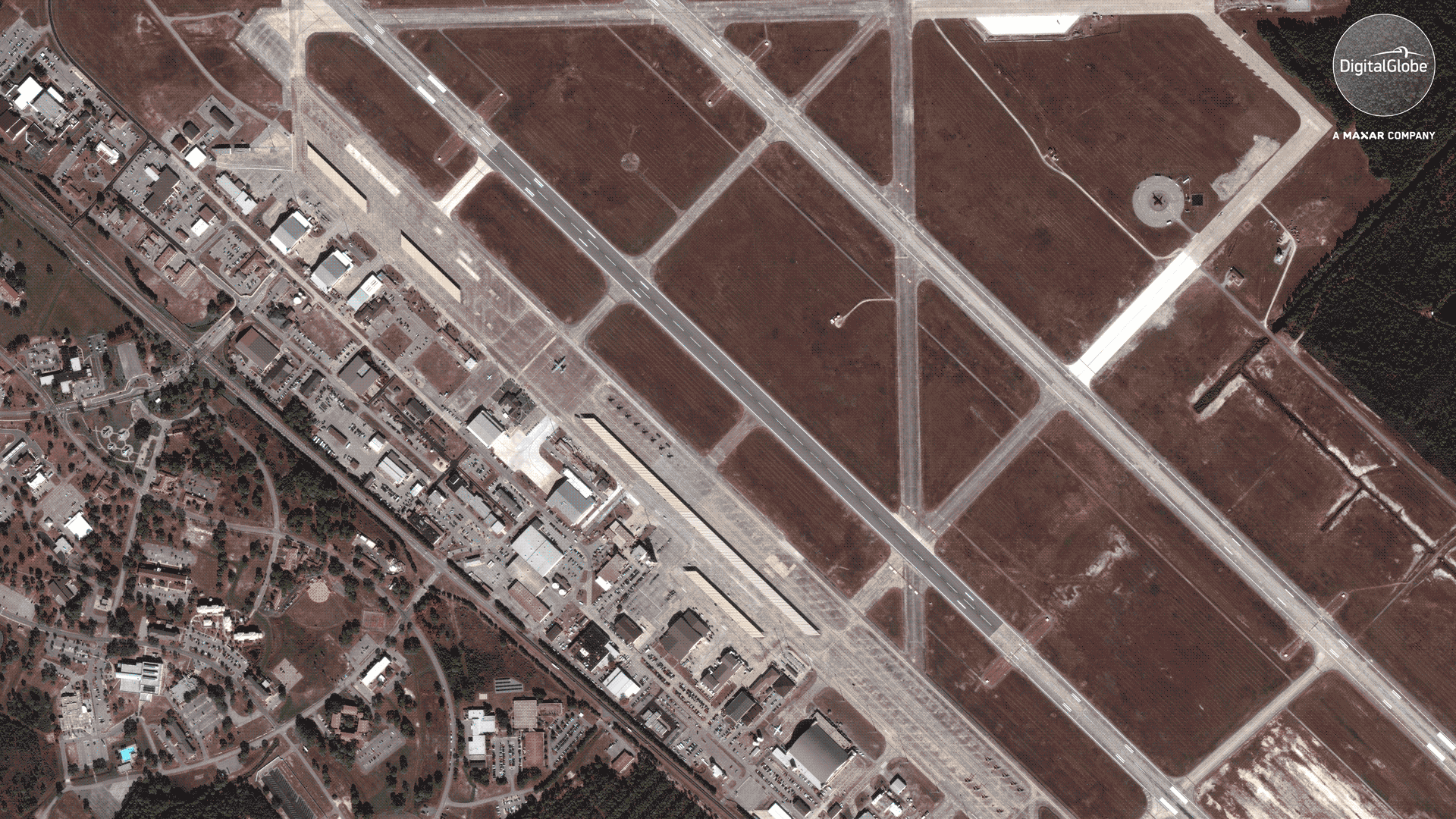 Gif of before and after images of Tyndall Air Force Base