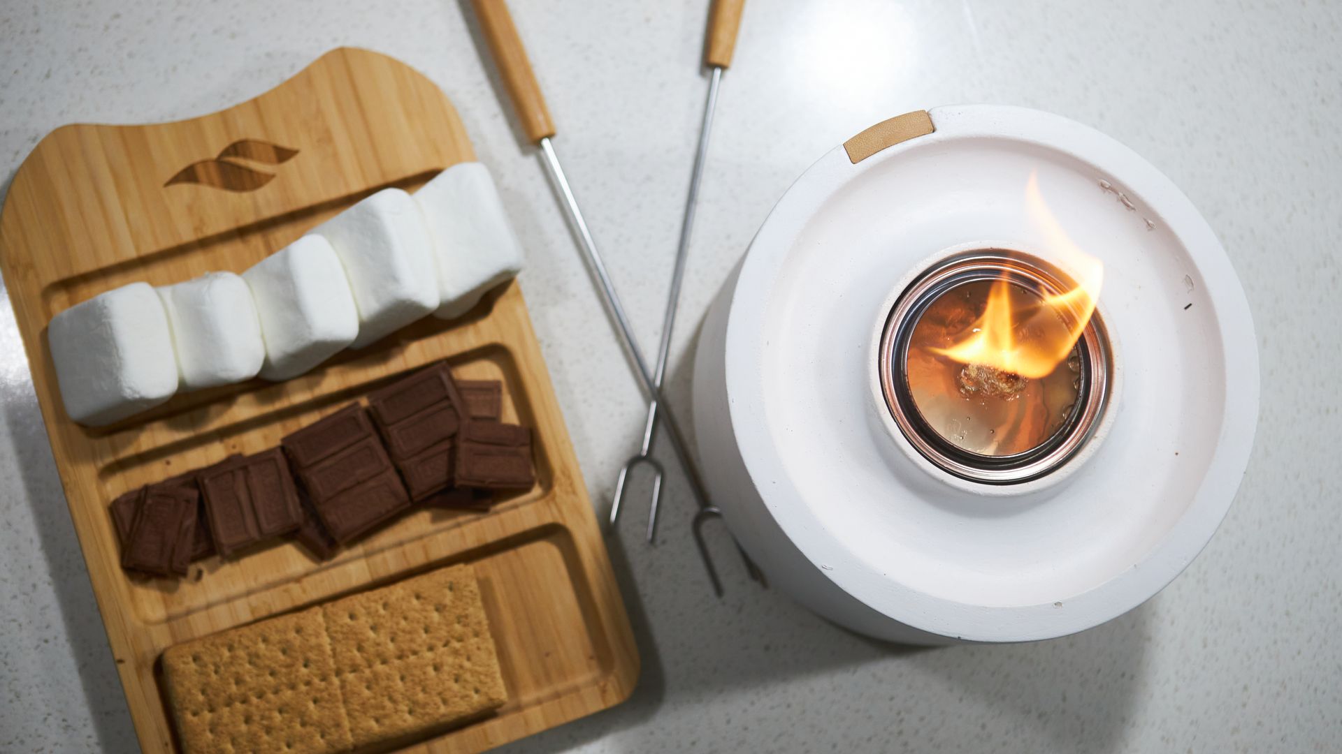 An indoor open-flame marshmallow roaster.