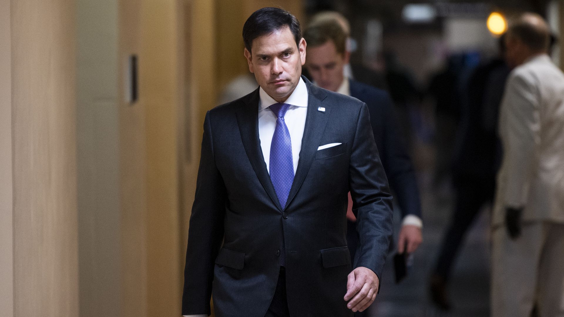 Sen. Marco Rubio is seen walking down a hall in the U.S. Capitol.