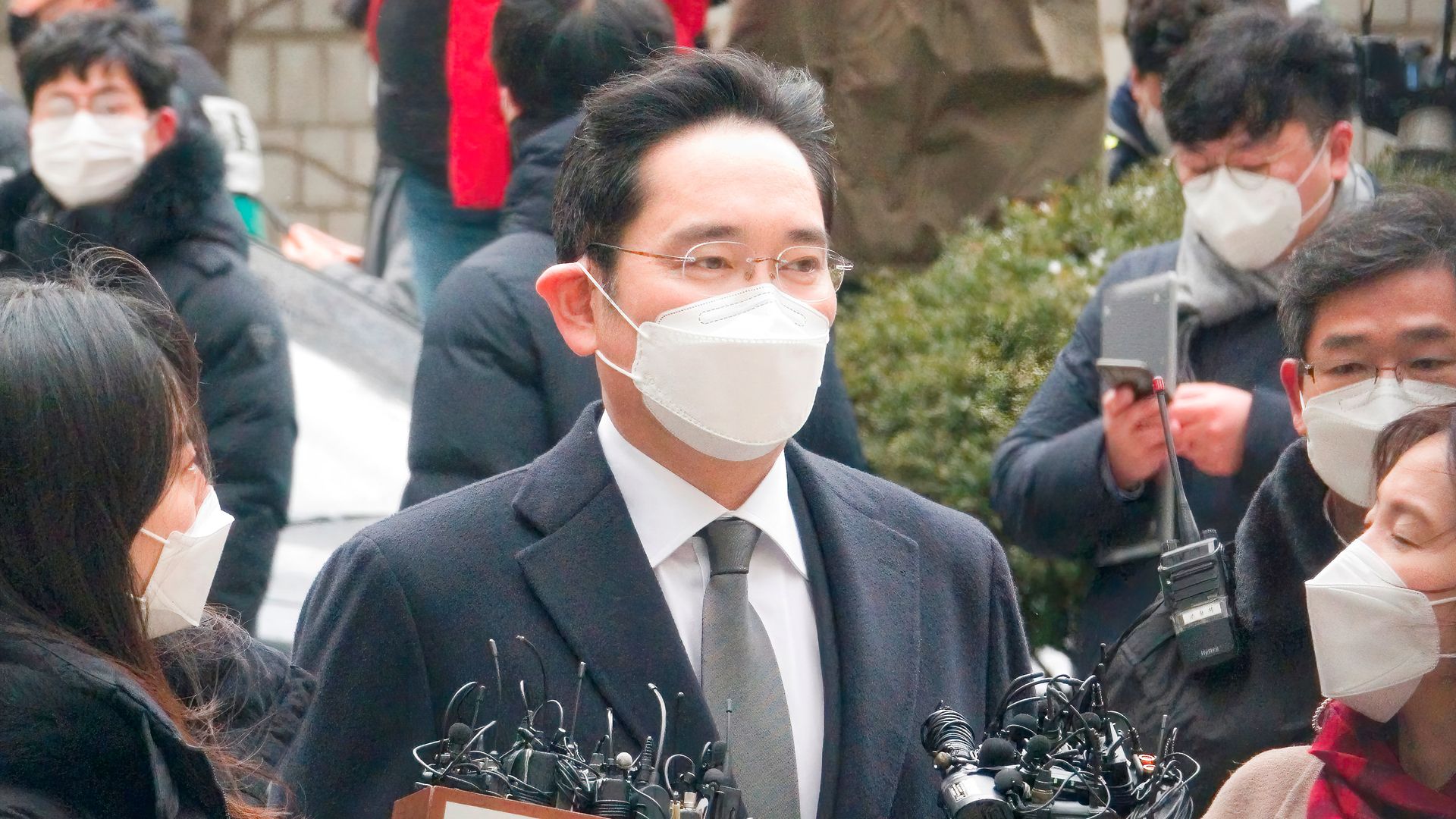 Lee Jae-yong arriving at a court in Seoul in January.
