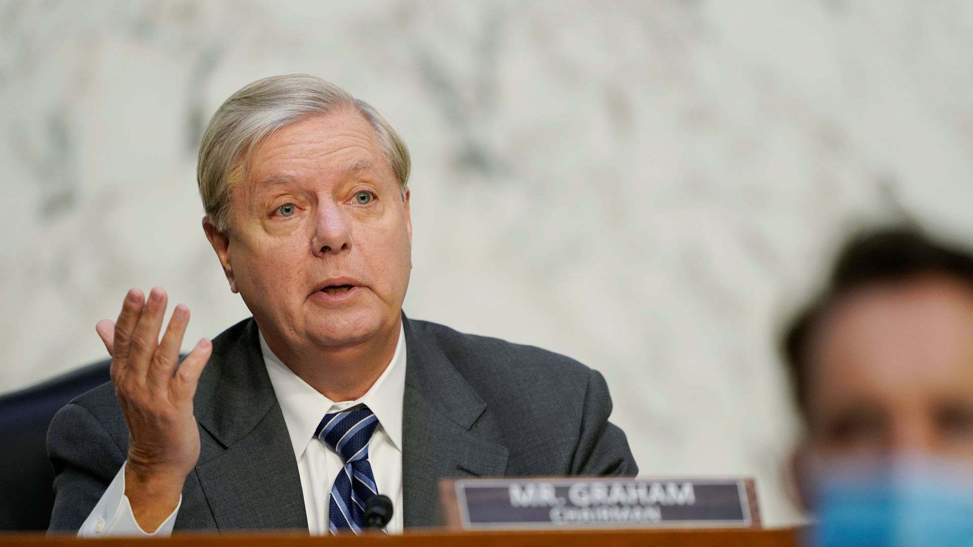 Sen. Lindsey Graham speaking during the Senate Judiciary Committee confirmation hearings for Supreme Court nominee Judge Amy Coney Barrett.