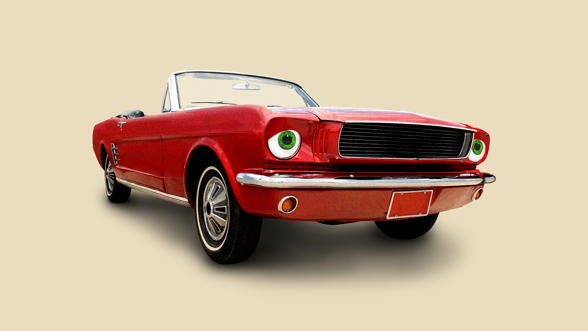 illustration of a car with blinking eyes for headlights