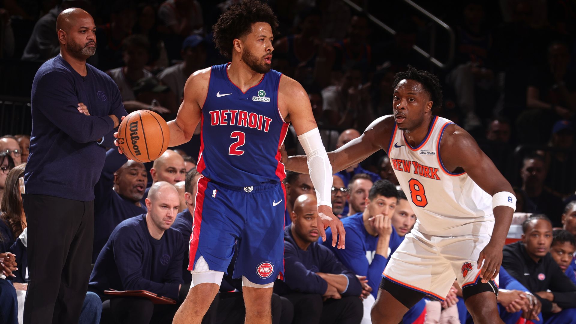Cade Cunningham against the Knicks in game 1 at Madison Square Garden. 
