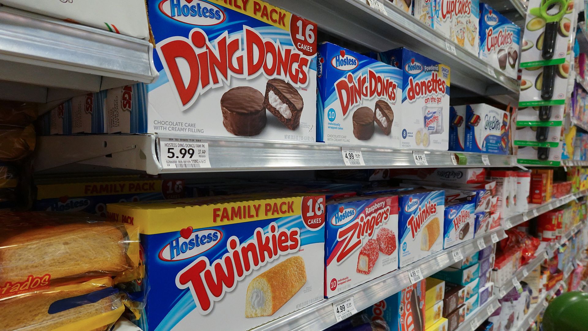 Hostess products sit on a grocery store shelf on September 11, 2023 in Miami, Florida. 