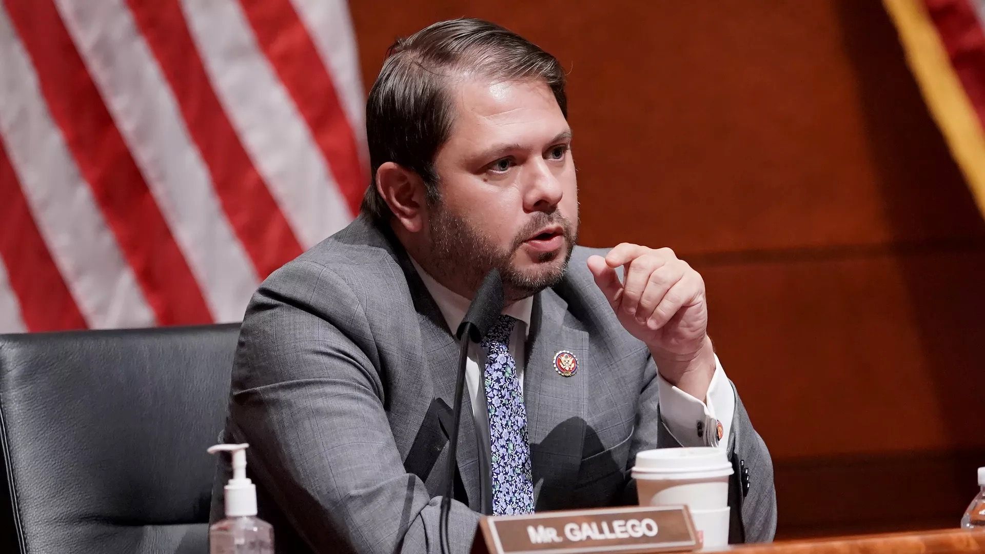 Democrat Rep. Ruben Gallegos is seen speaking.