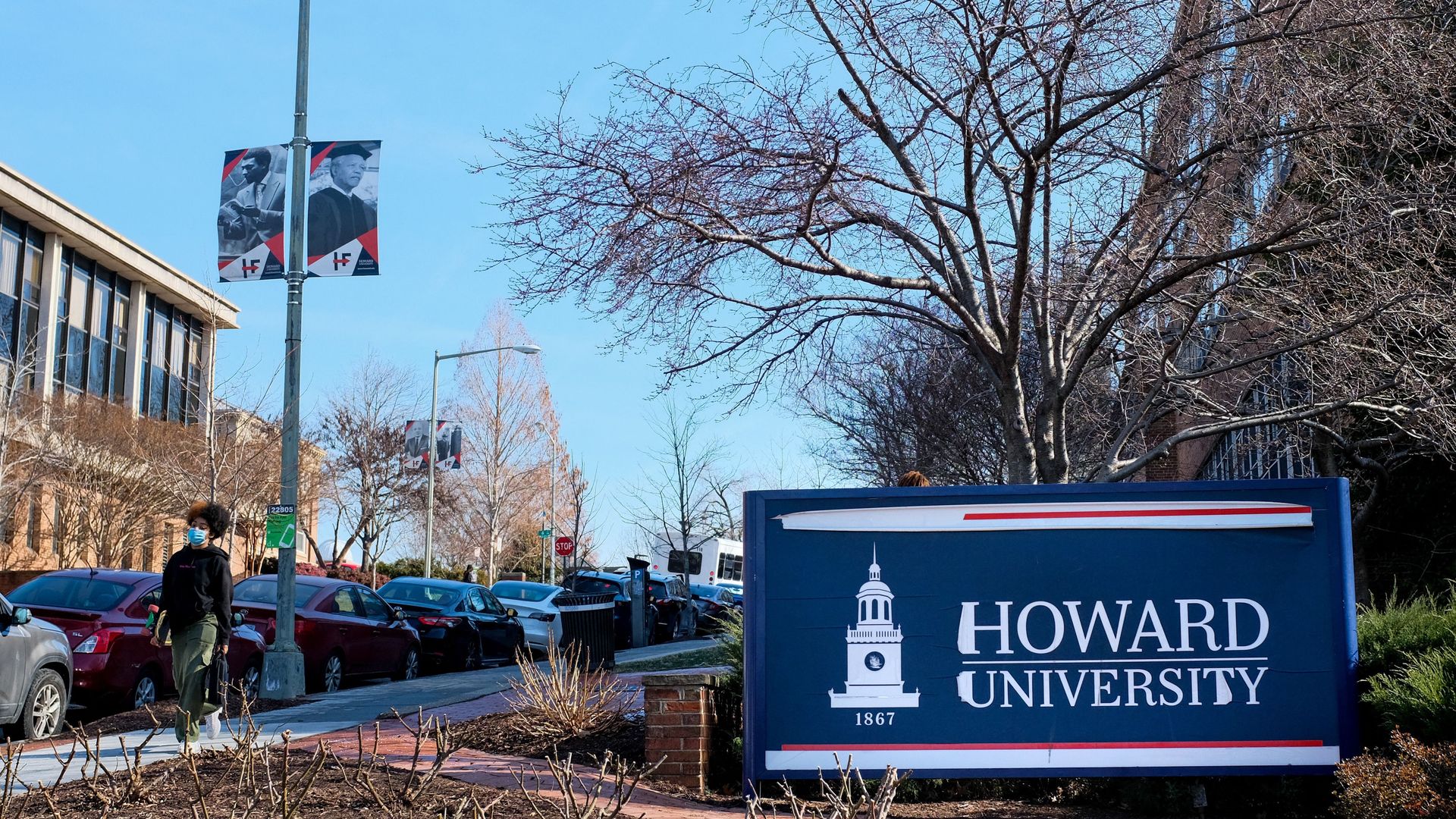 A sign welcomes visitors to Howard University in Washington, DC, on February 1, 2022