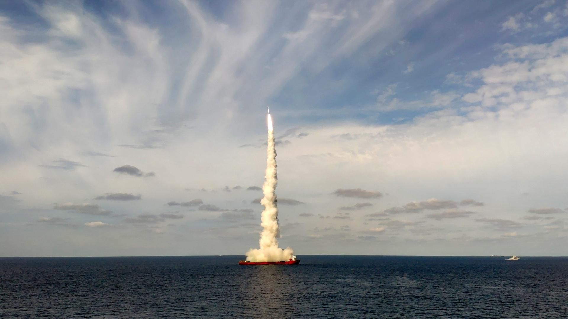 rocket launched above the sea