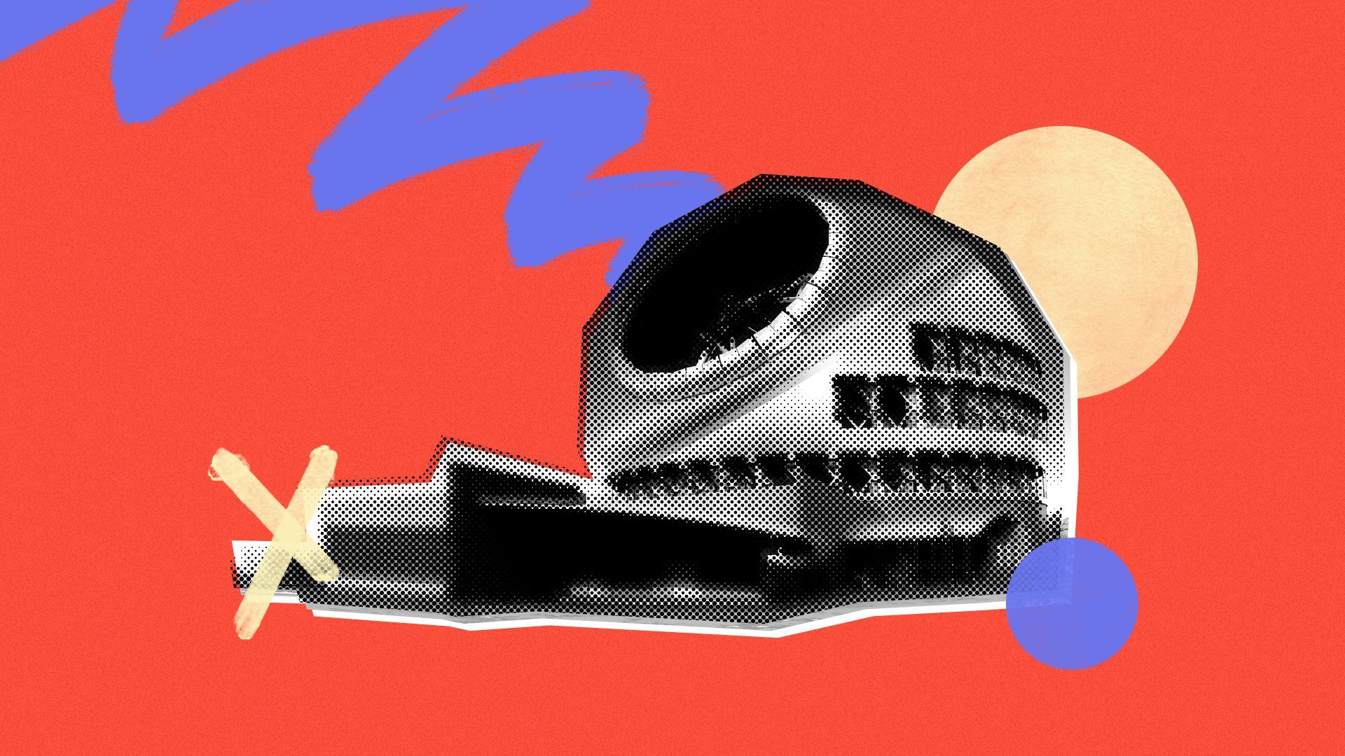 Photo illustration of a collage featuring a rendering of the Thirty Meter Telescope and differently colored brush strokes.