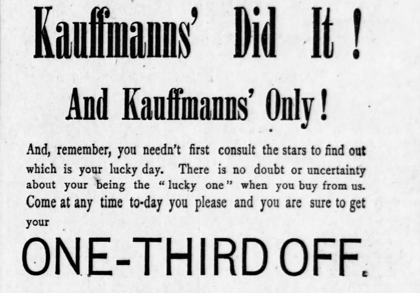 A Kaufmann's ad in the Pittsburgh Dispatch in 1889. Photo: Newspapers.com
