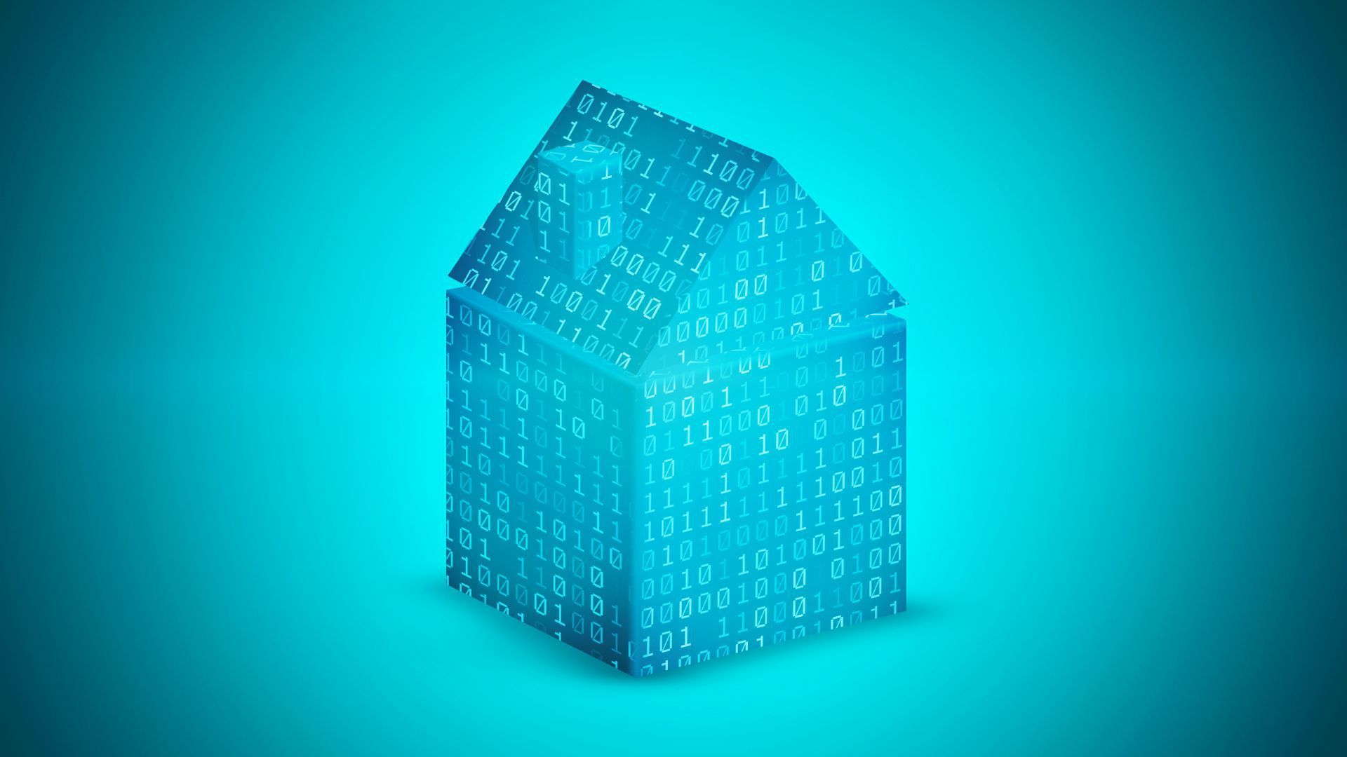 An illustration of a house made out of ones and zeros.