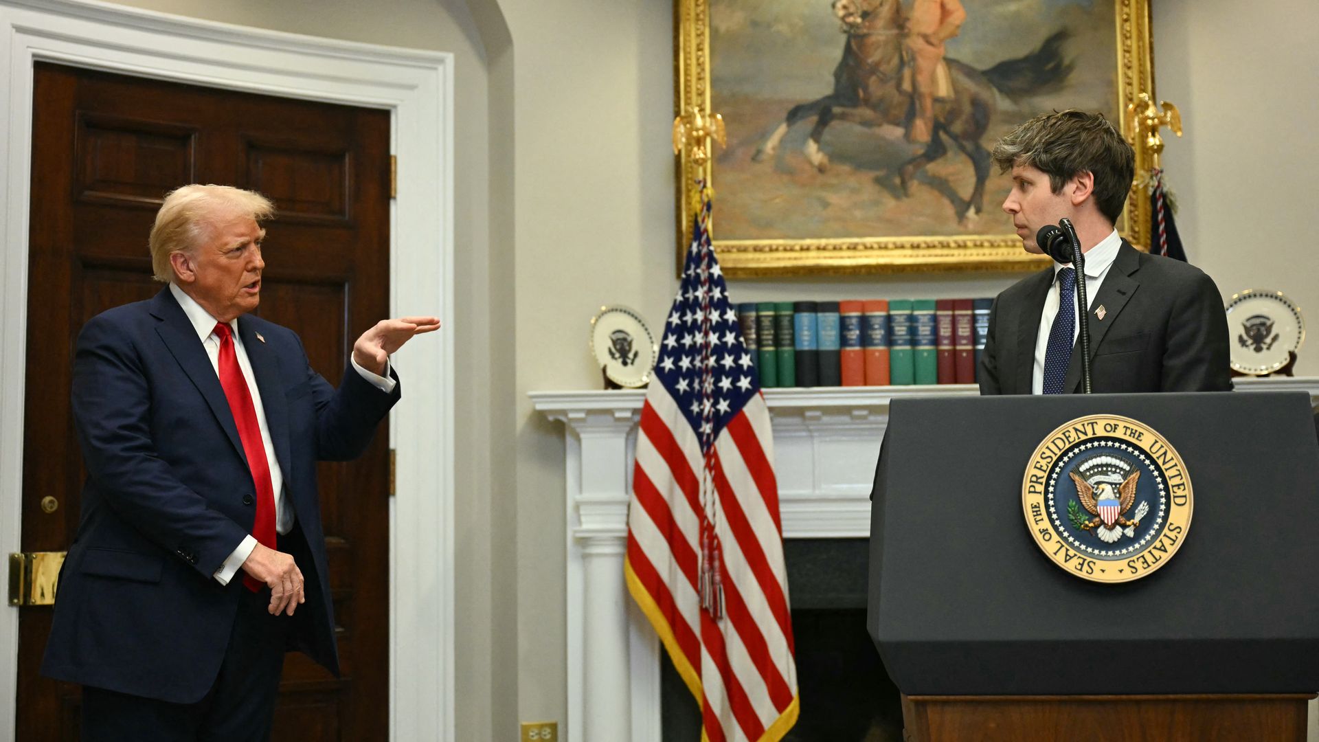 President Trump and OpenAI CEO Sam Altman in the Roosevelt Room yesterday. Photo: Jim Watson/AFP via Getty Images