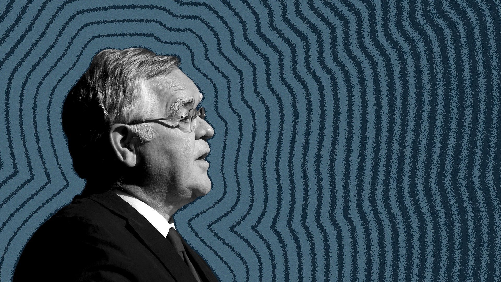 Photo illustration of Nashville Mayor John Cooper  with lines radiating from him.