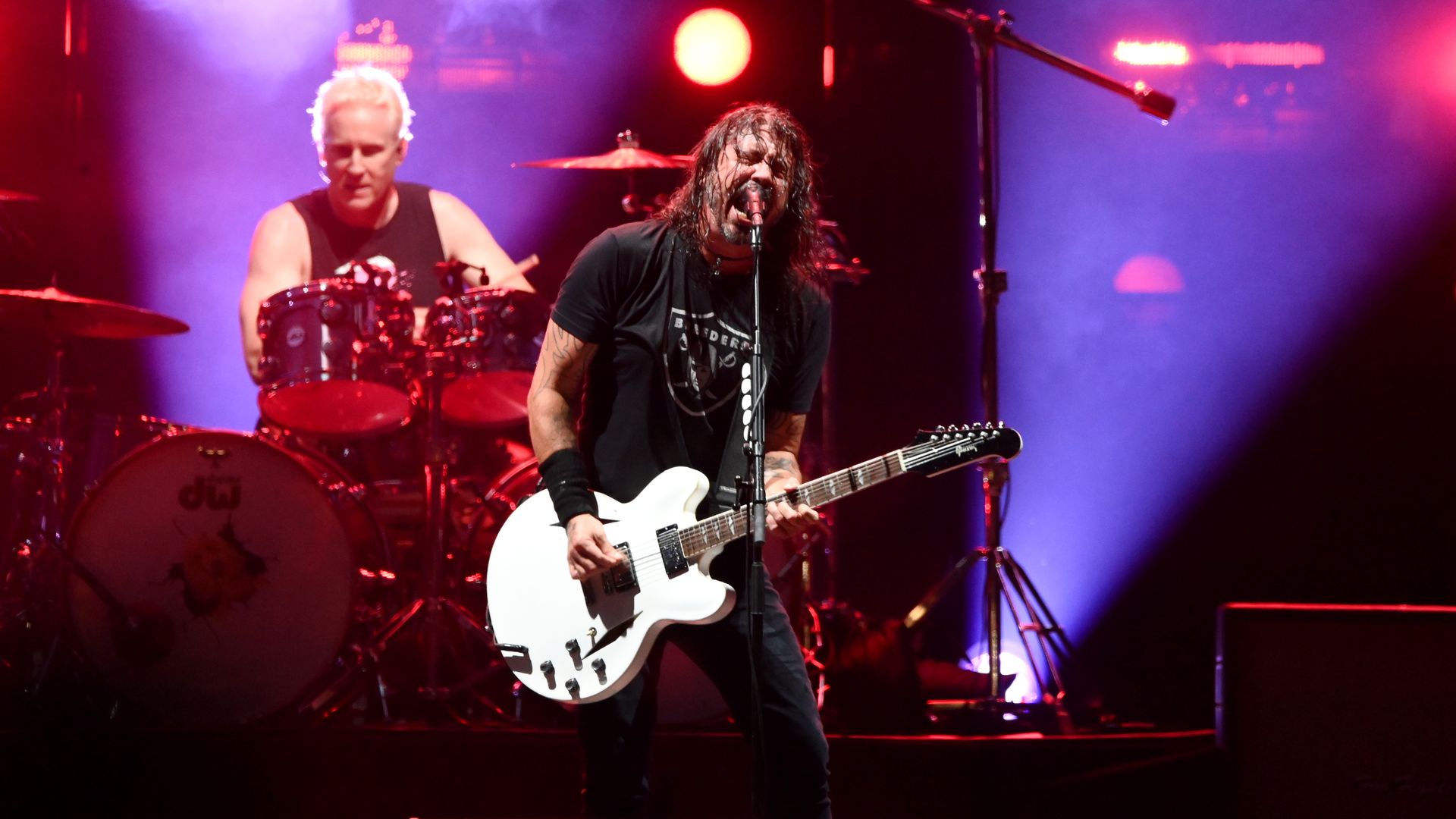 MILWAUKEE, WISCONSIN - JULY 15: (L-R) Josh Freese and Dave Grohl of Foo Fighters perform onstage during Harley-Davidson's Homecoming Festival - Day 2 at Veterans Park on July 15, 2023 in Milwaukee, Wisconsin. (Photo by Daniel Boczarski/Getty Images for Harley-Davidson)