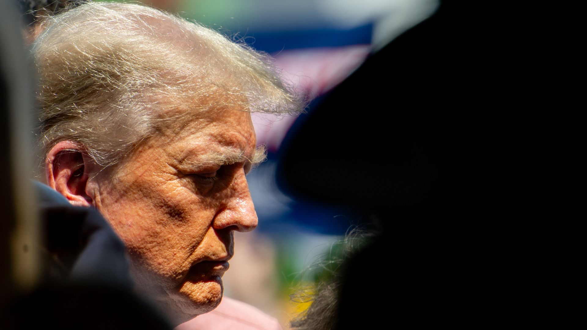 Republican presidential candidate and former U.S. President Donald Trump arrives for a rally at the Steer N' Stein bar at the Iowa State Fair on August 12, 2023 in Des Moines, Iowa.