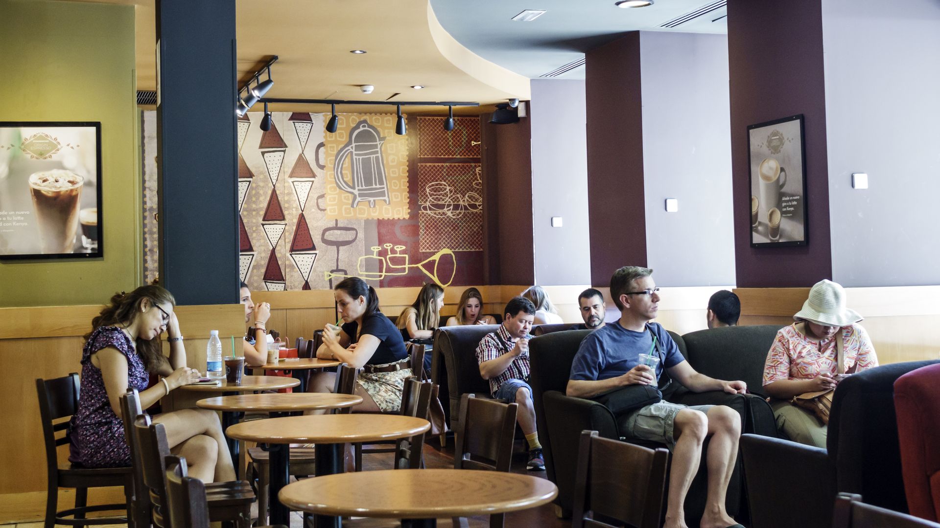 Seating in a Starbucks store.