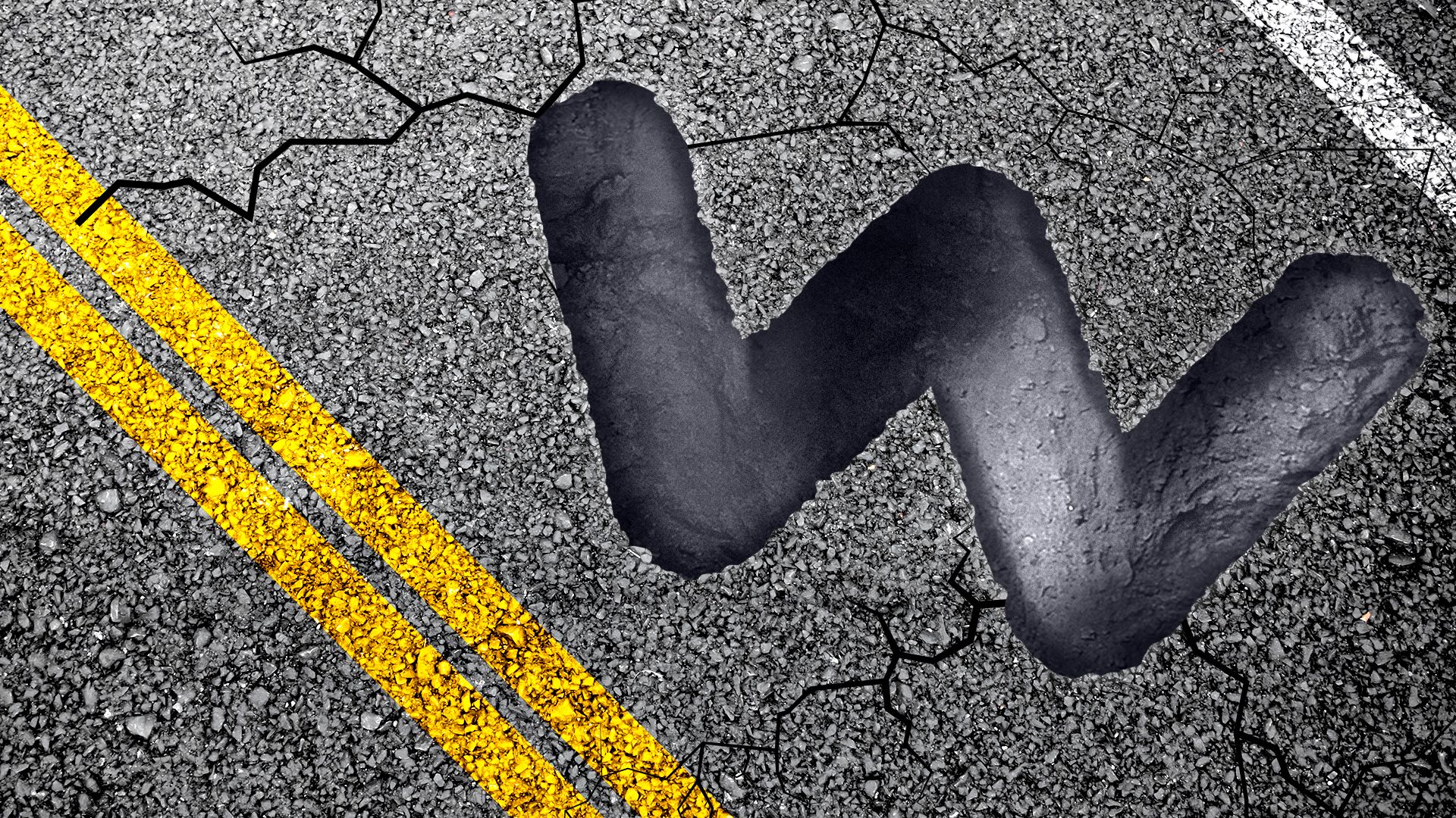 Illustration of a pothole shaped like the Waymo logo.