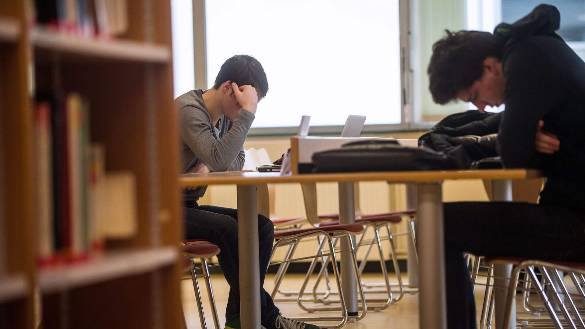 Students in a library