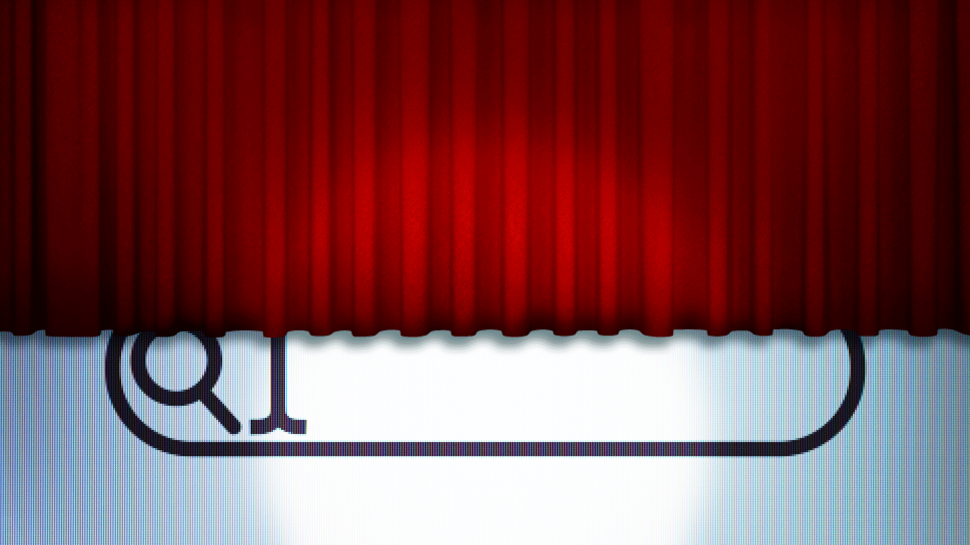 Animated gif of a curtain coming down on a search bar on a computer screen