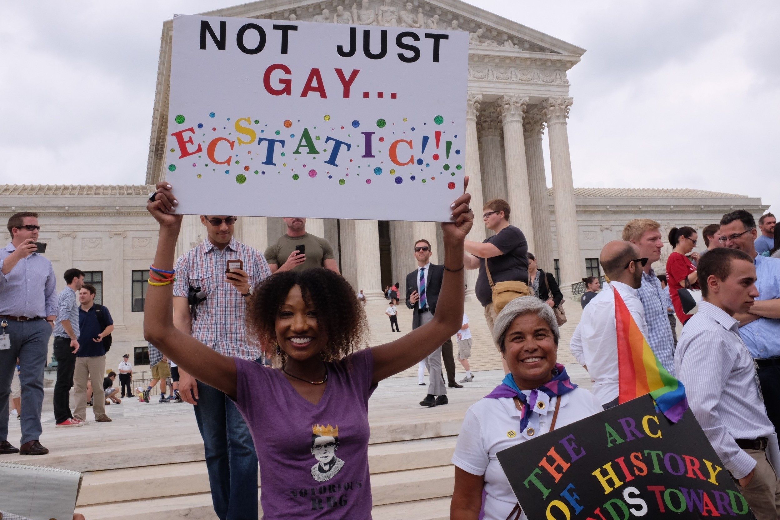 undreds gather outside of the Supreme Court on Friday to celebrate the decision to legalize gay marriage in all 50 states, in Washington, on June 26, 2015