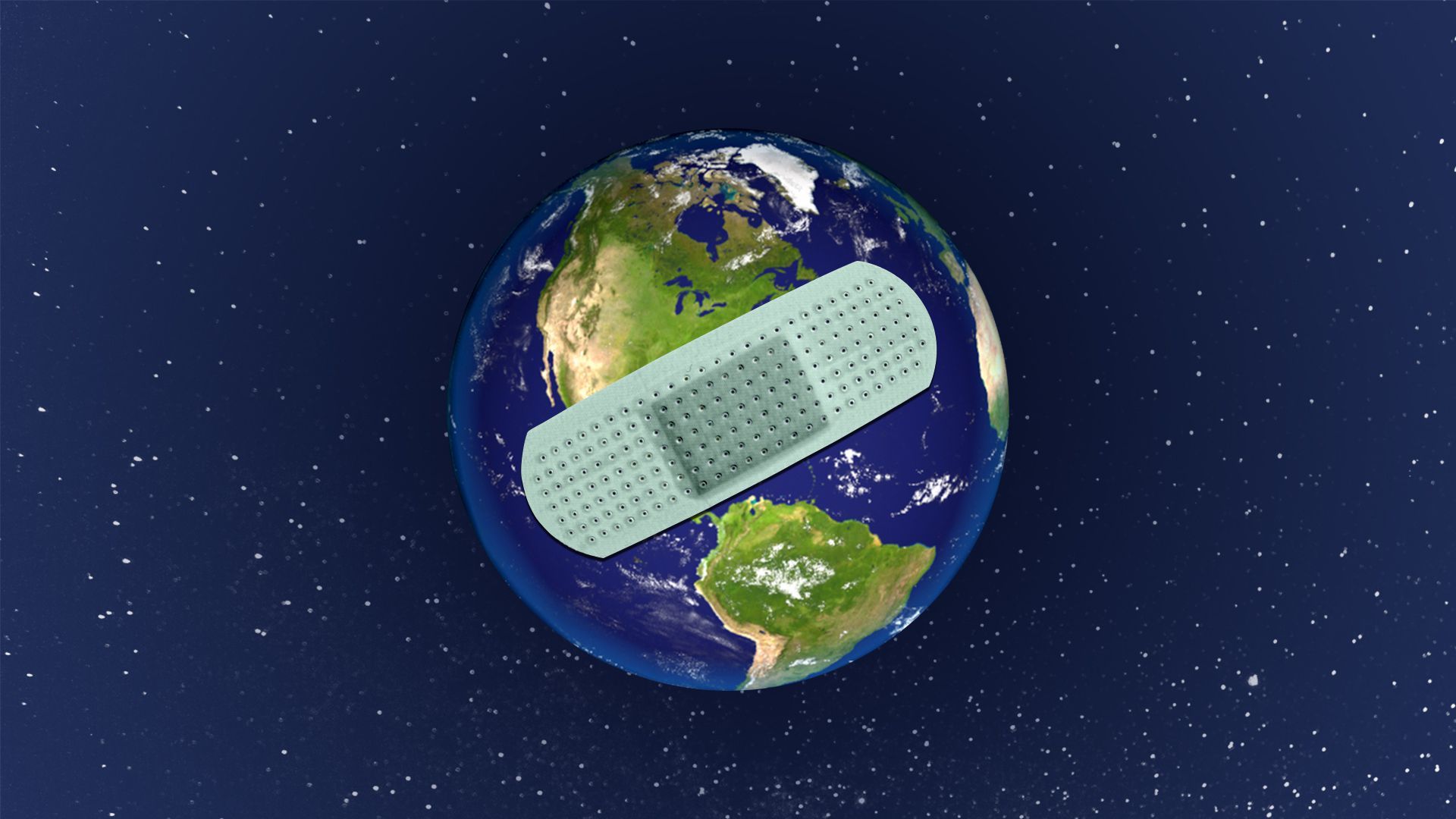 Illustration of the earth wearing a bandage.