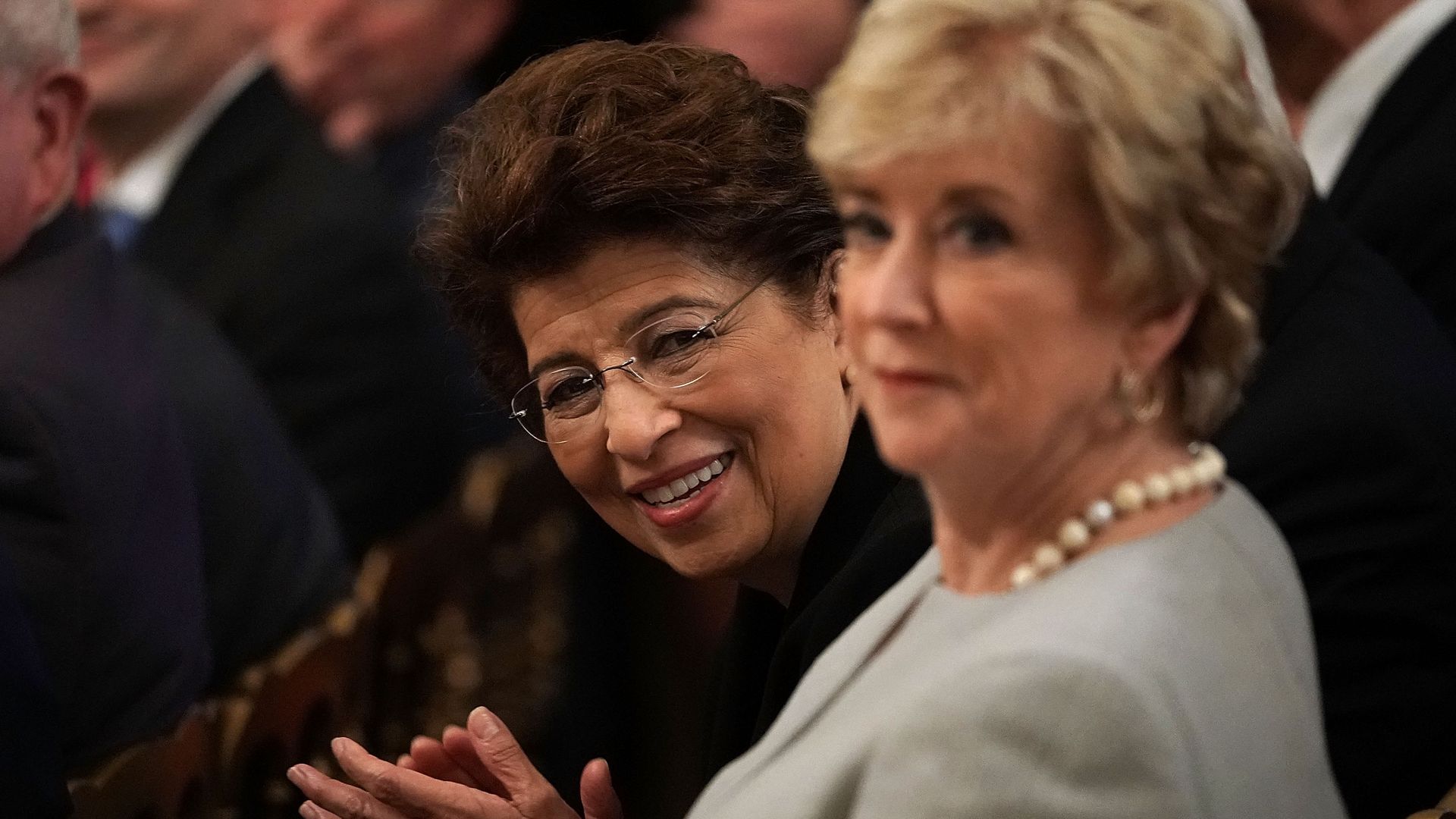 U.S. Treasurer Jovita Carranza and Administrator of Small Business Administration Linda McMahon.