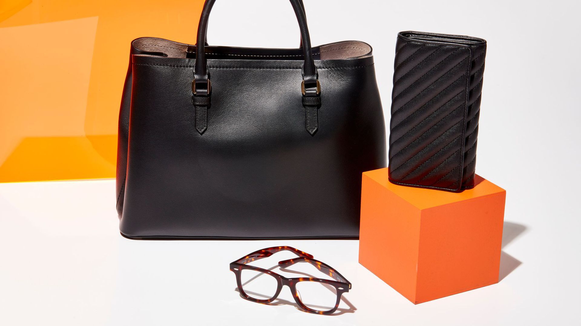 A handbag and glasses from Italic, a startup that aims to connect Chinese factories with luxury goods buyers.