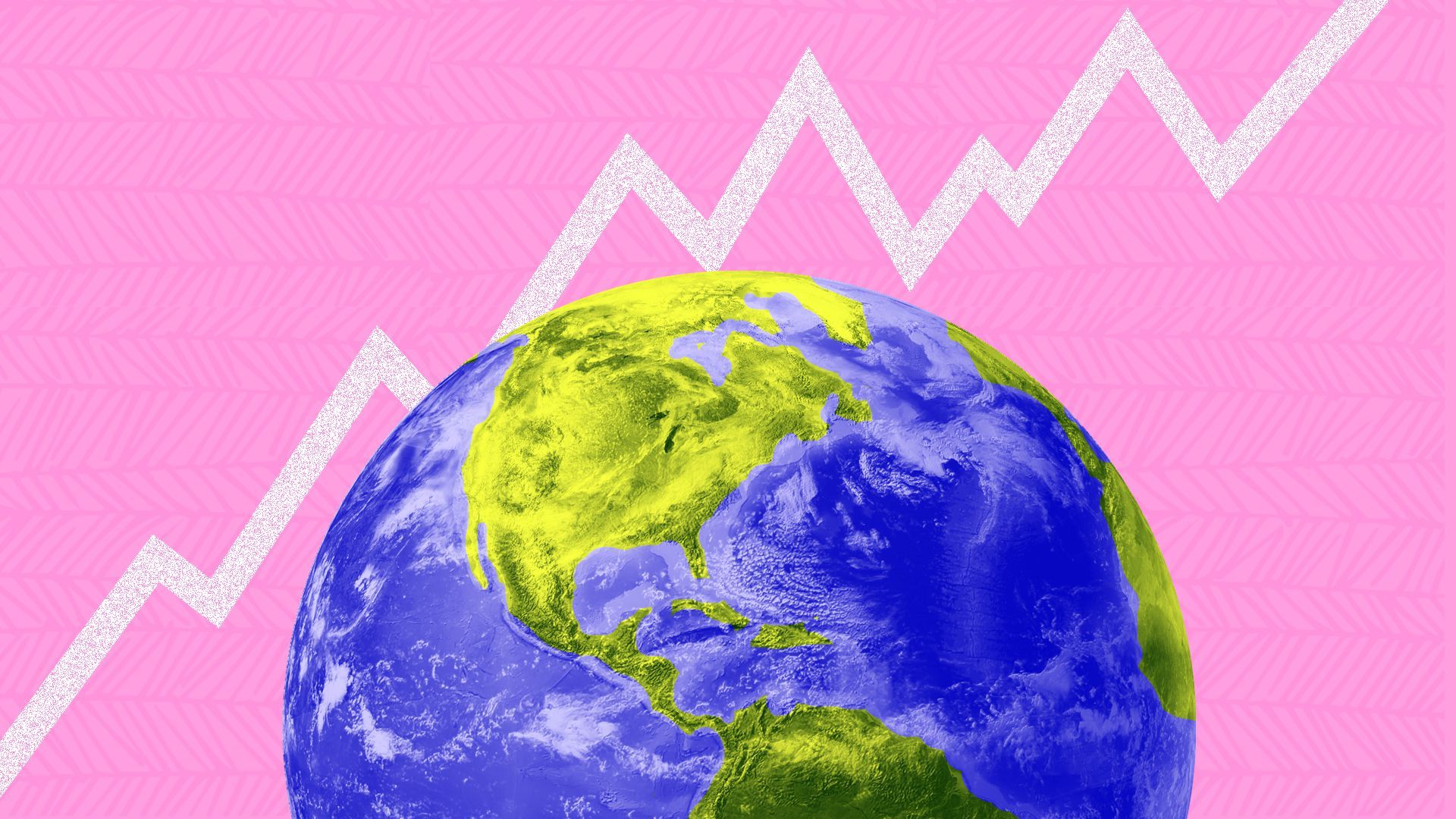 Illustration of the earth with a jagged line behind it