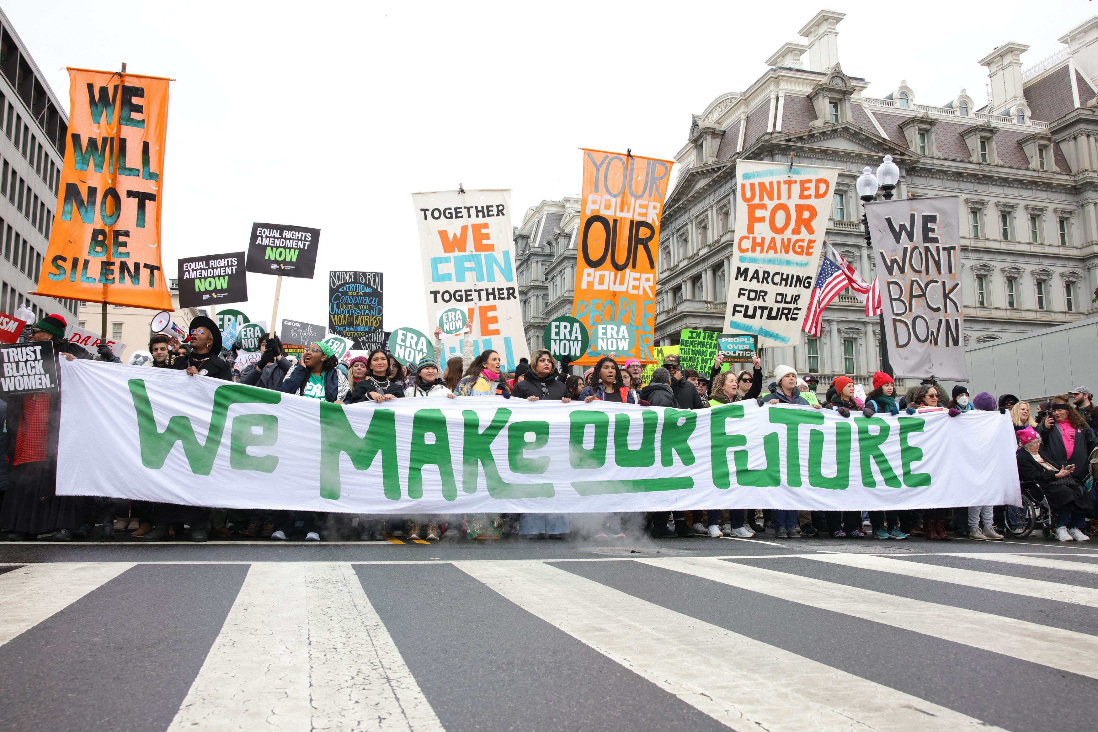 A photo of protestors during the People's March in Washington, D.C.