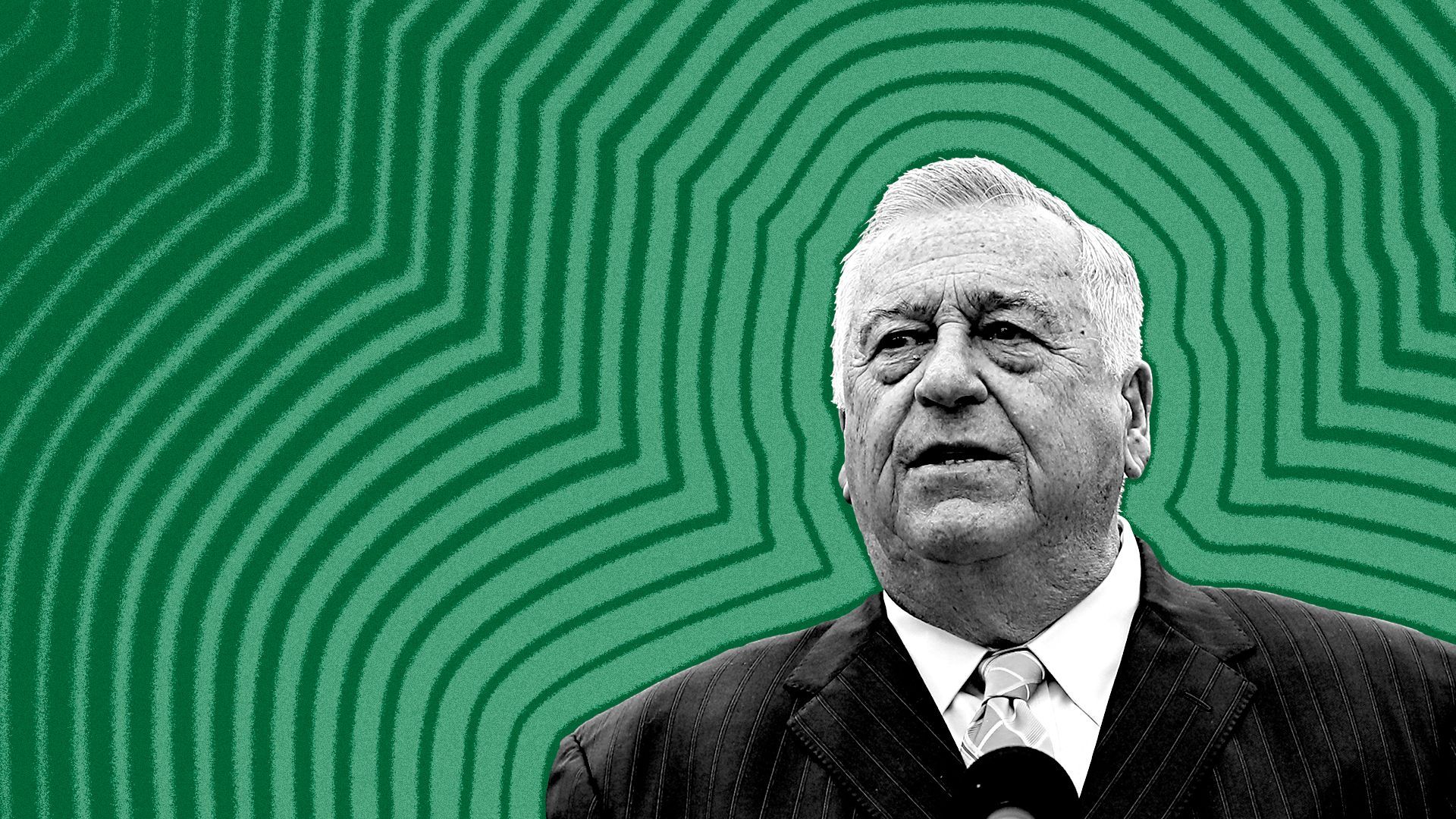 Photo illustration of House Speaker Ron Mariano with lines emanating from him.