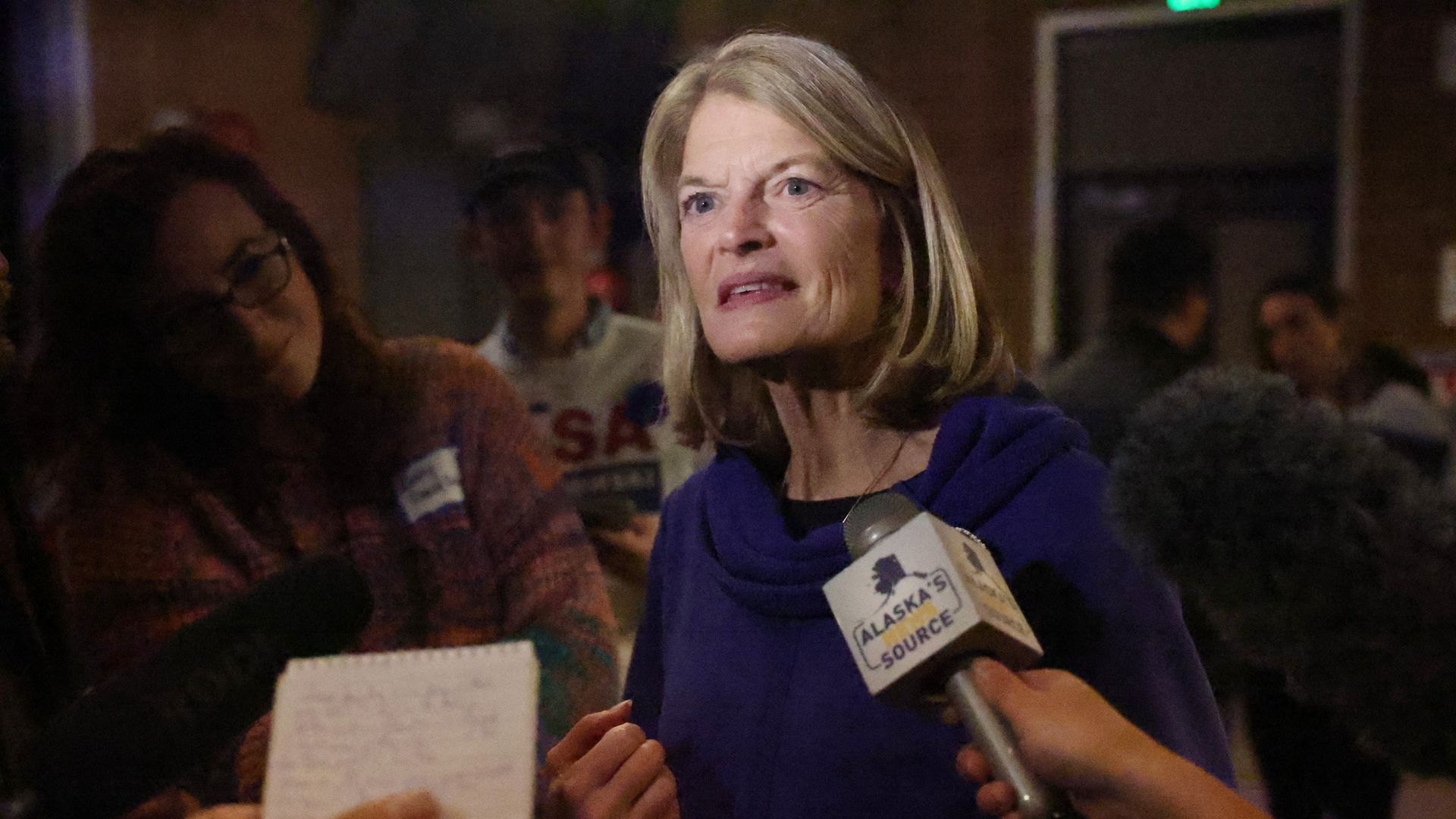 en. Lisa Murkowski (R-AK) speaks to supporters at an election night watch party on November 08, 2022 in Anchorage, Alaska. 
