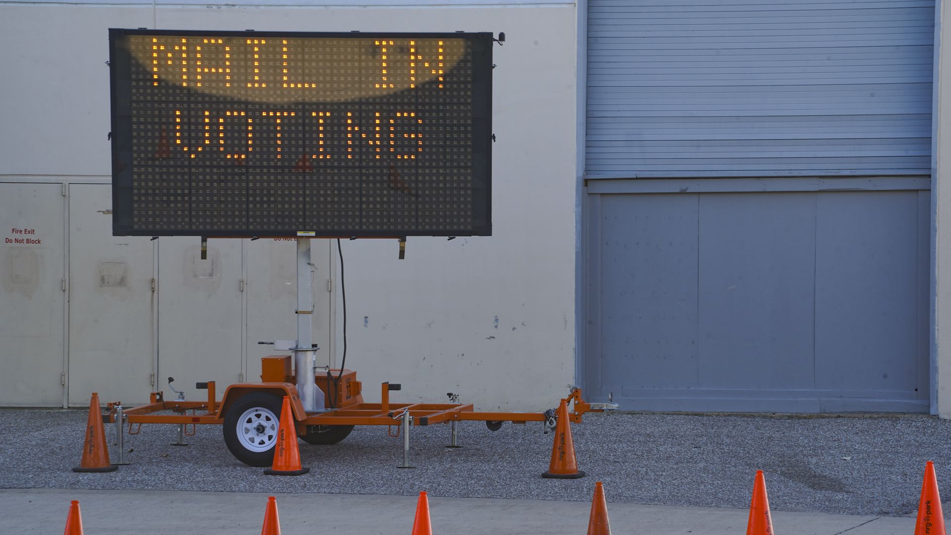 A sign is seen at drive-through mail ballot drop off site at NRG Stadium in Houston