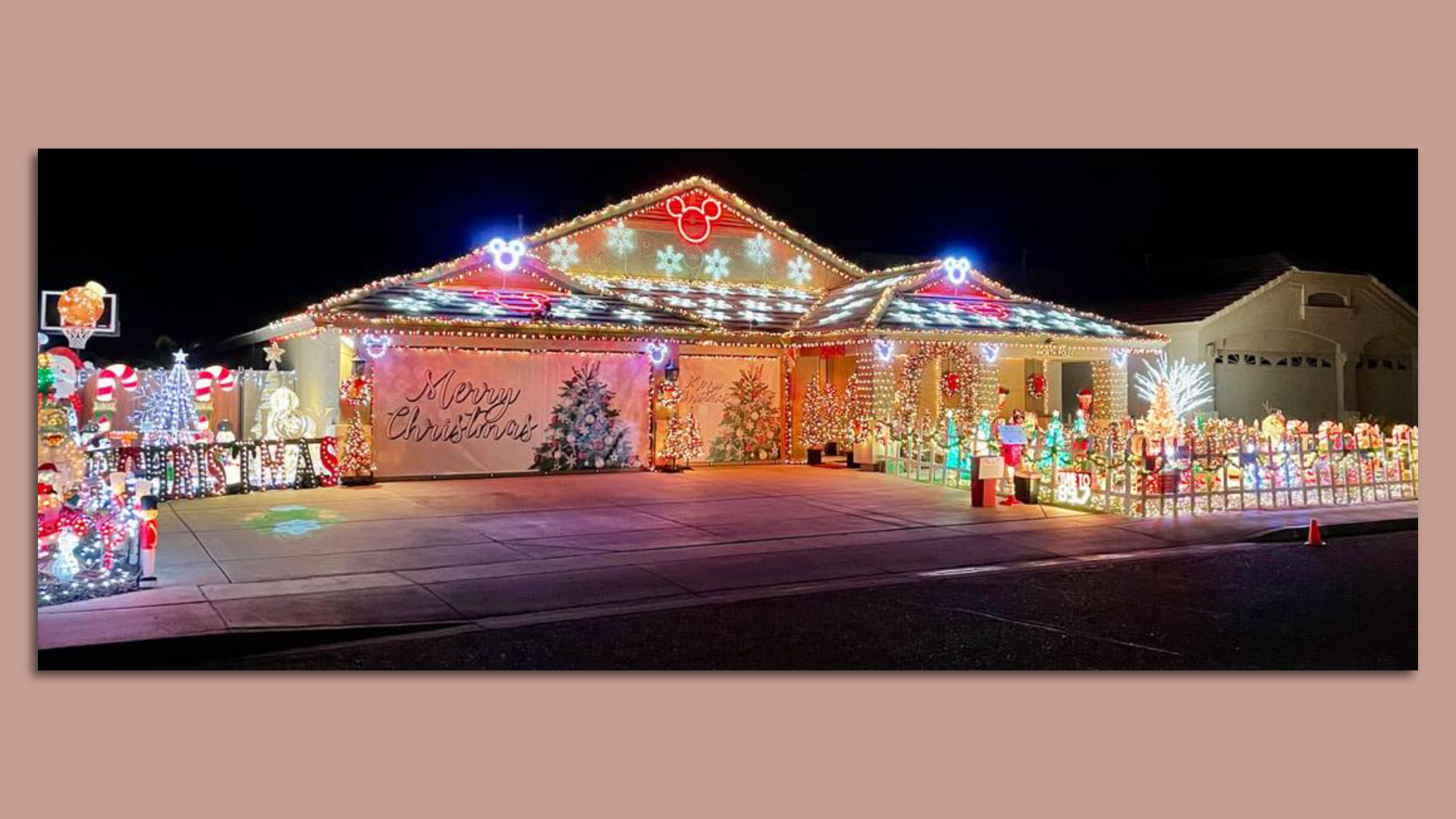 A house with Christmas lights and decorations.