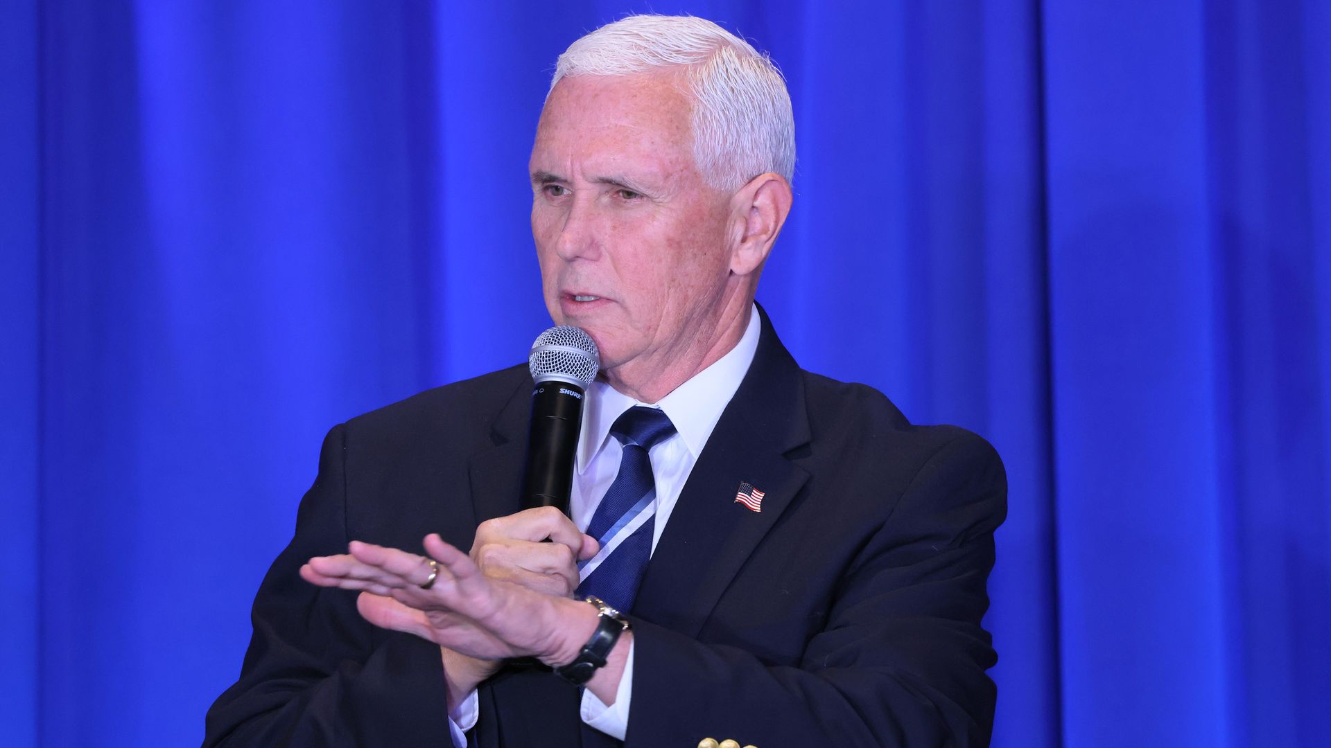 Republican presidential candidate former U.S. Vice President Mike Pence speaks during the 2023 First in the Nation Leadership Summit on October 14, 2023 in Nashua, New Hampshire. (Photo by Michael M. Santiago/Getty Images)
