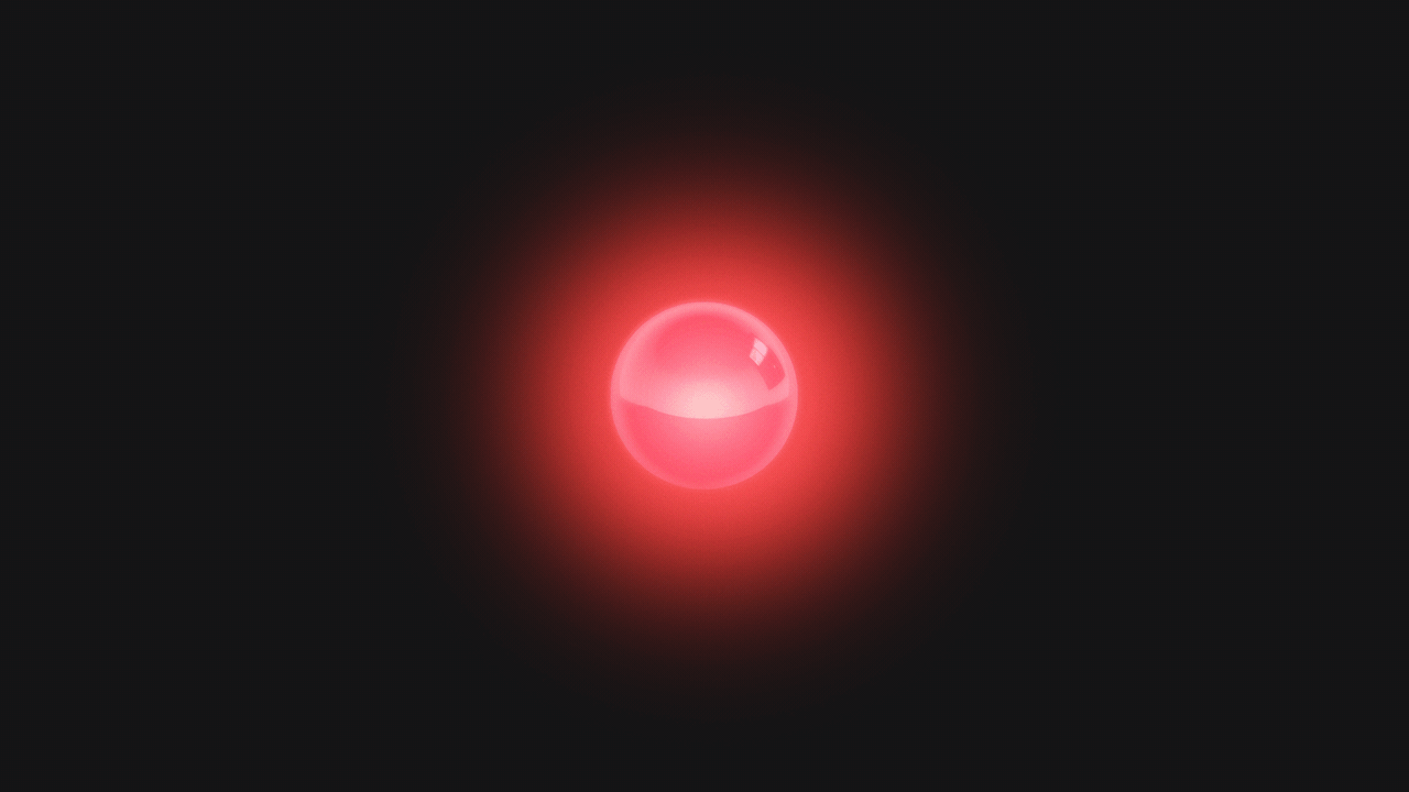 Animated illustration of a flickering red nose in the dark. 