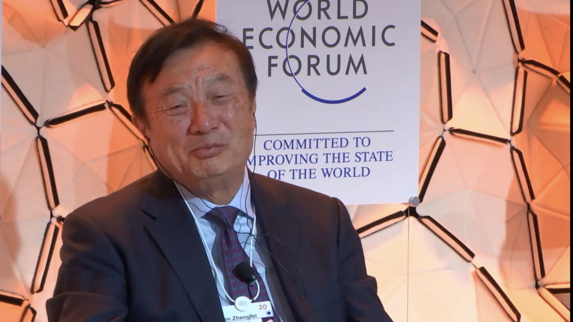 Huawei CEO Ren Zhengfei, speaking at the World Economic Forum 2020 annual meeting in Davos, Switzerland