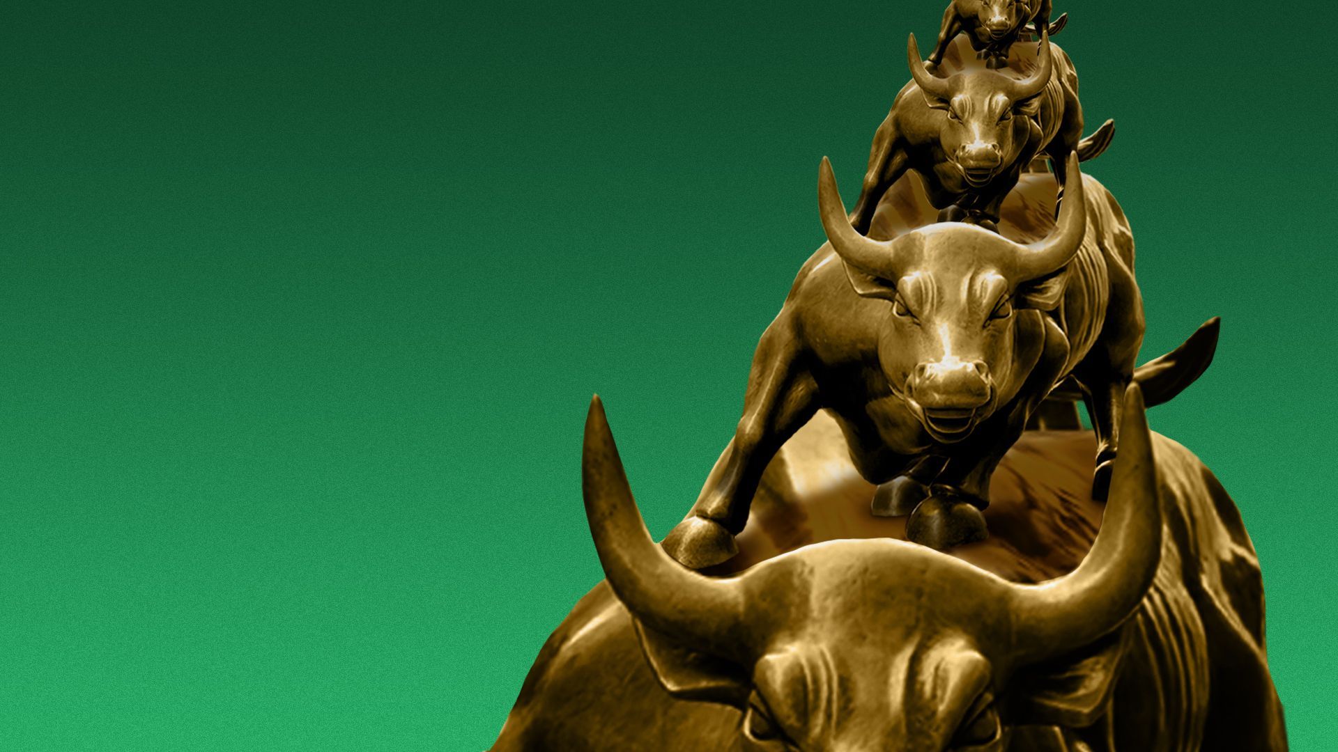 Illustration of an infinite stack of Wall St. bulls.