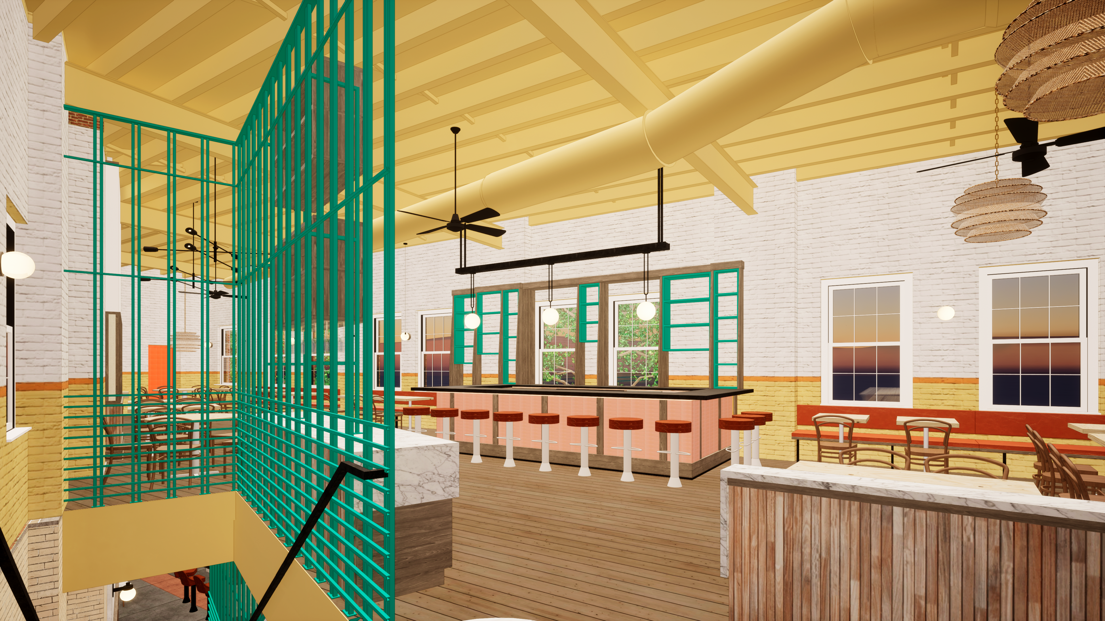 A rendering of the inside of Jaffa Bar.