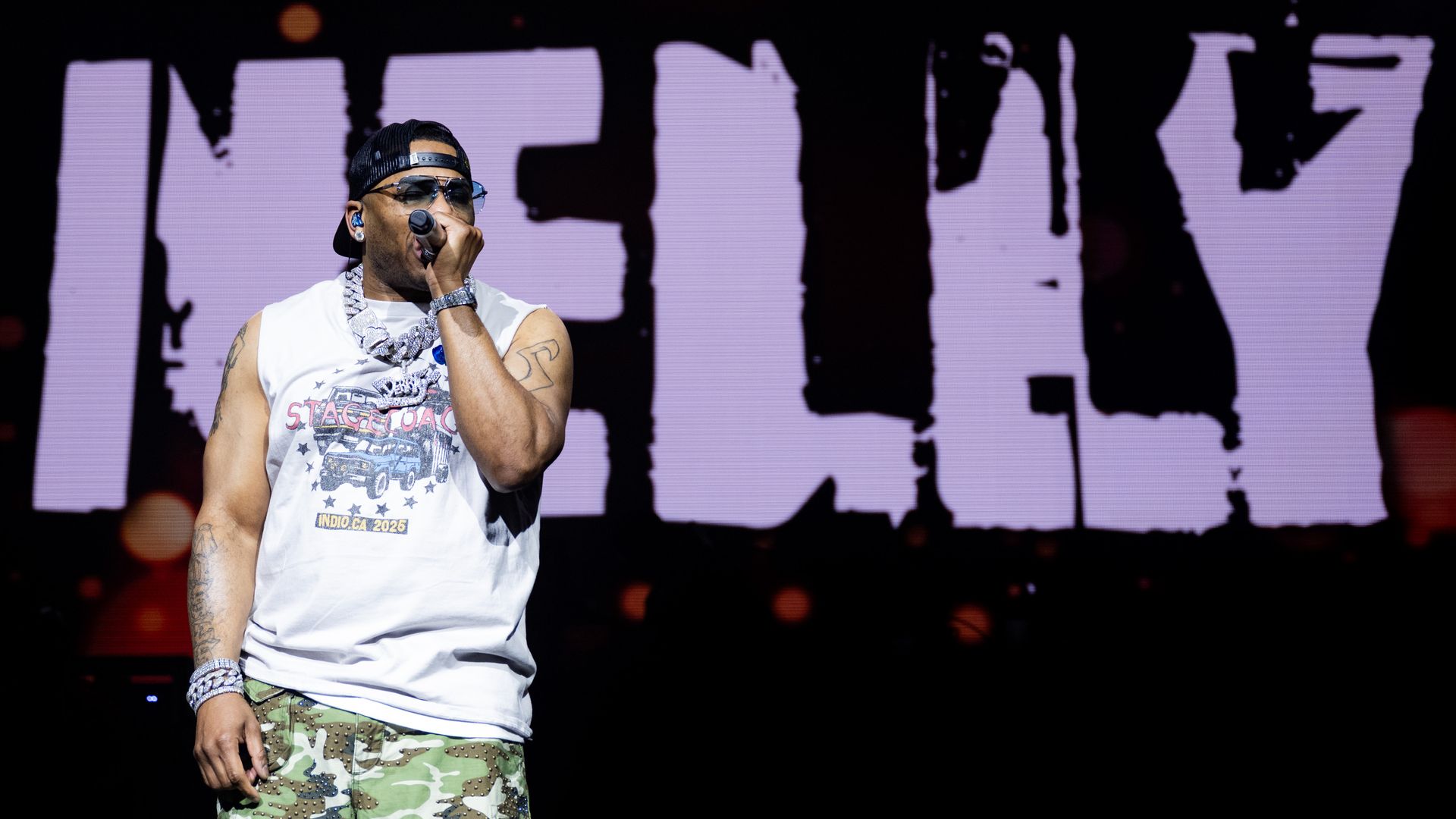 INDIO, CALIFORNIA - APRIL 26: (FOR EDITORIAL USE ONLY) Rapper Nelly performs on the Palomino Stage during day 2 of Stagecoach Festival on April 26, 2025 in Indio, California. (Photo by Scott Dudelson/Getty Images for Stagecoach)
