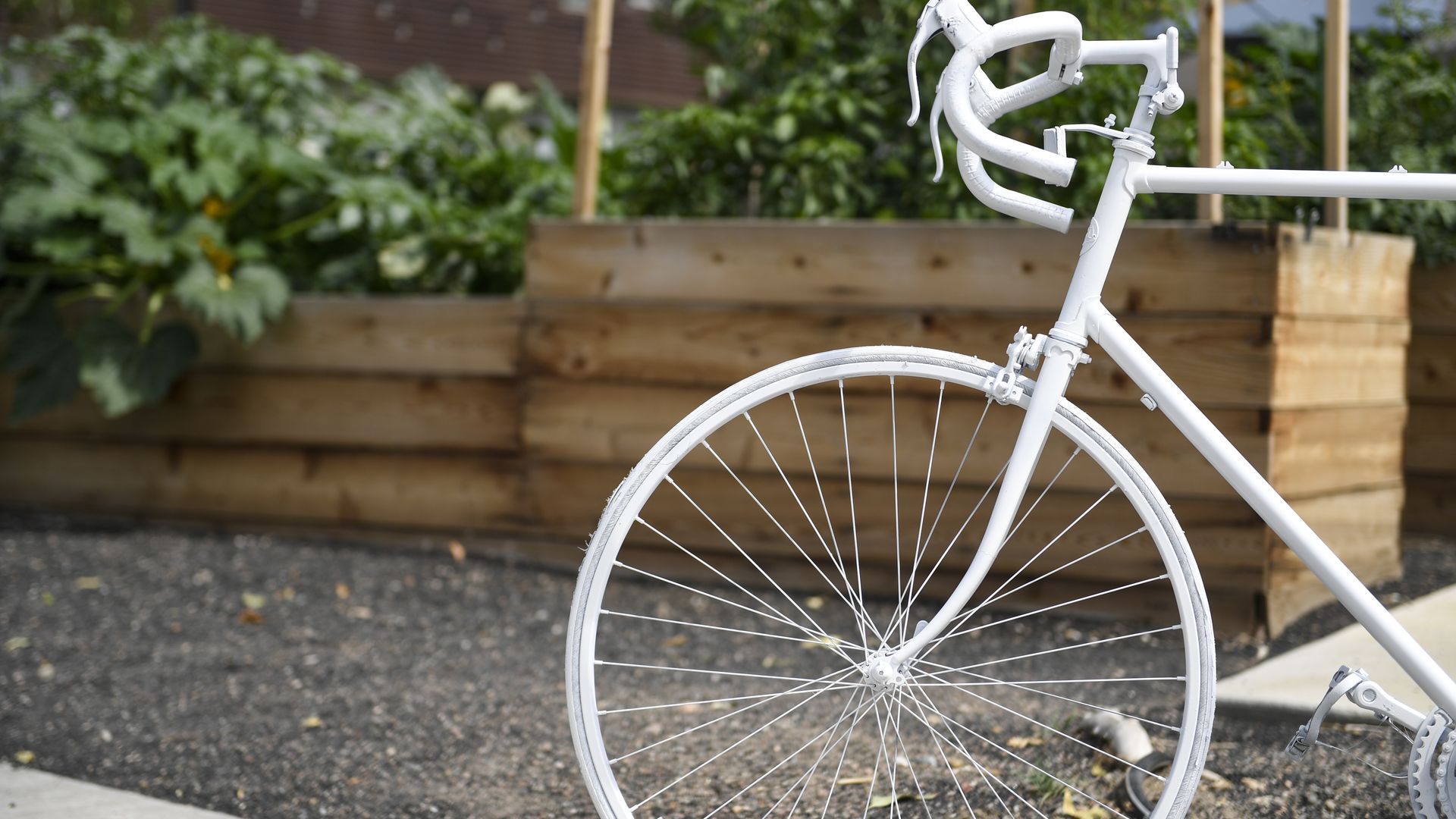 A photo of a ghost bike