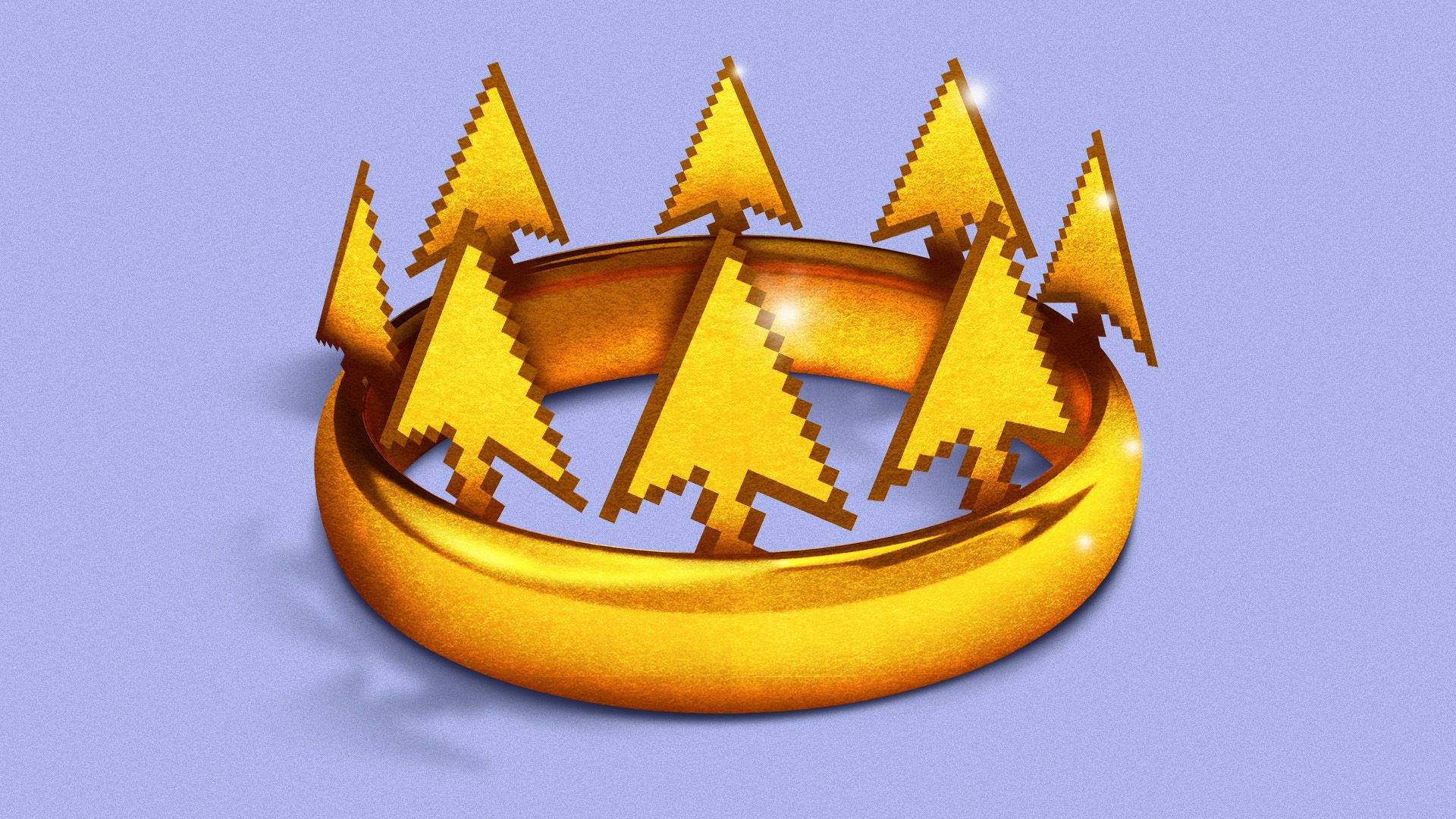 Illustration of a golden crown made out of computer cursors