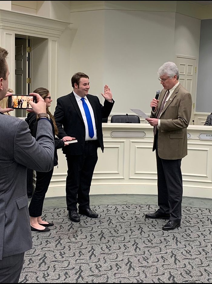 Matthews town commission, tiktok, youngest public official nc, Ken McCool swearing in 