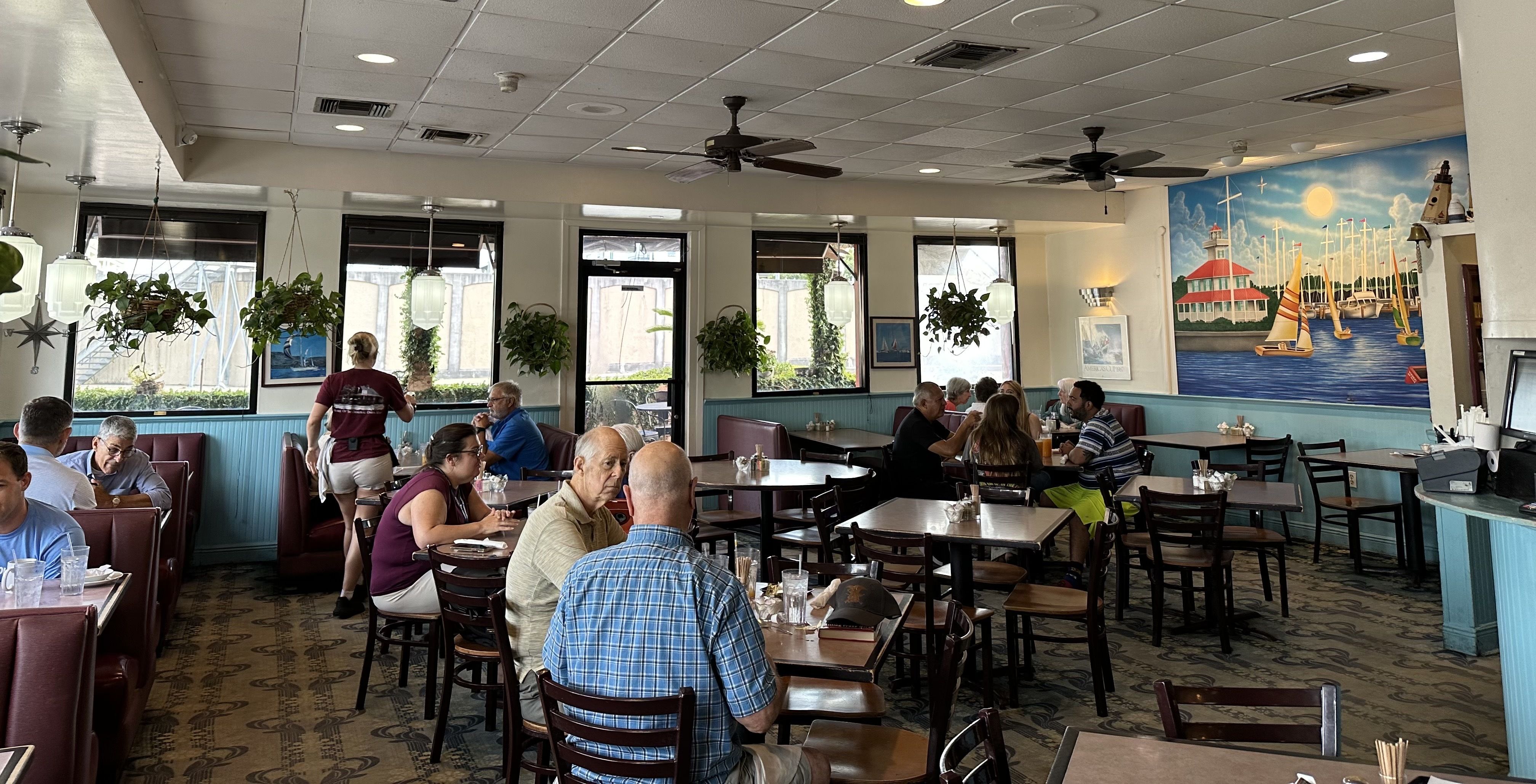Photo shows the inside of Russell's Marina Grill in New Orleans