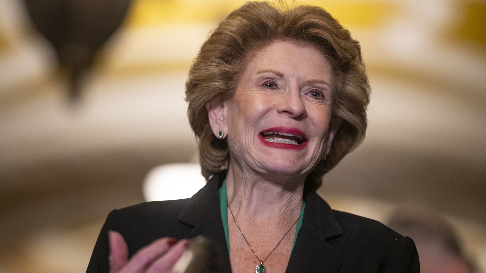 Sen. Debbie Stabenow (D-MI) speaks to the media during the weekly Senate Democrat Leadership press conference