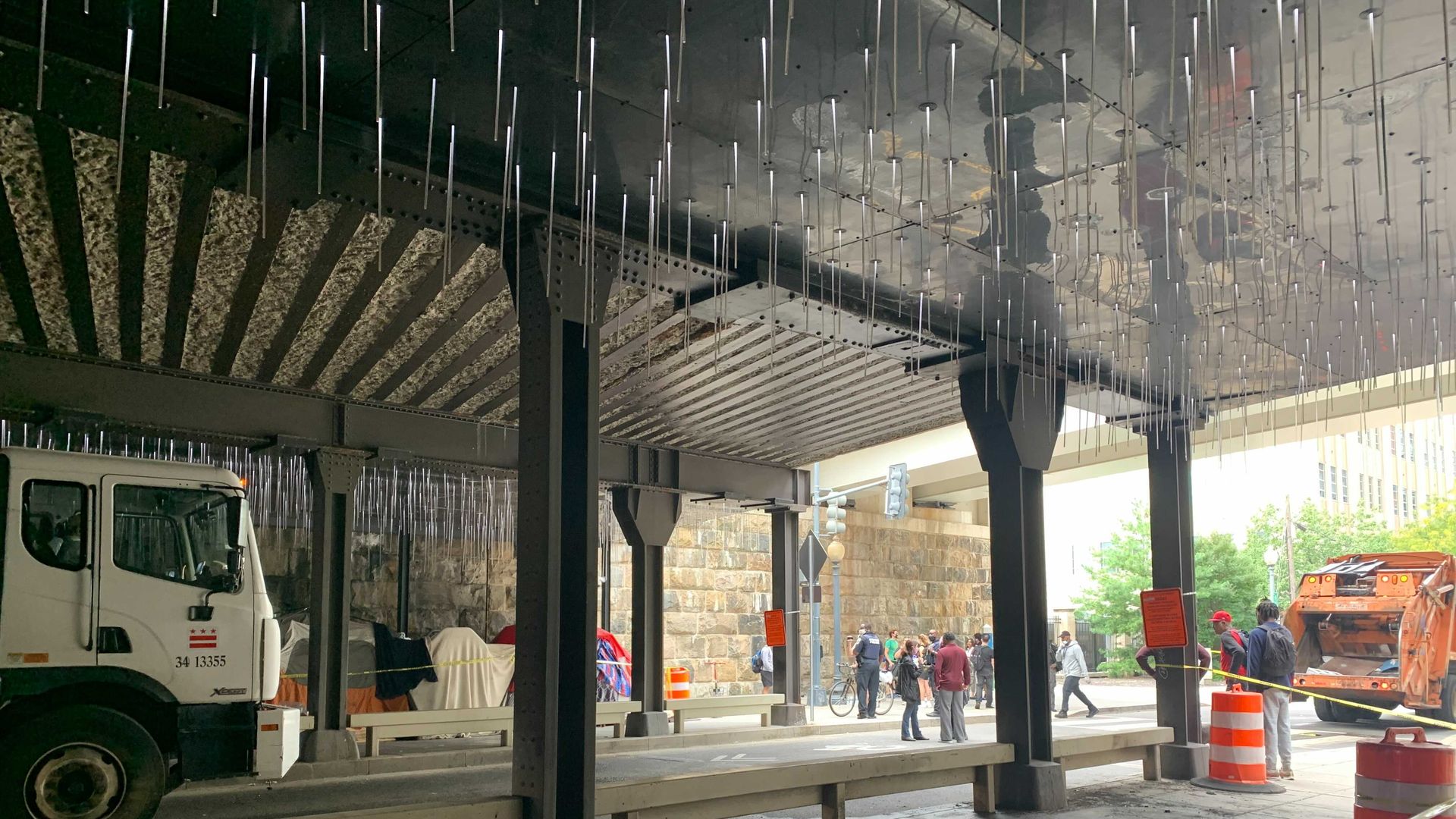 A homeless encampment